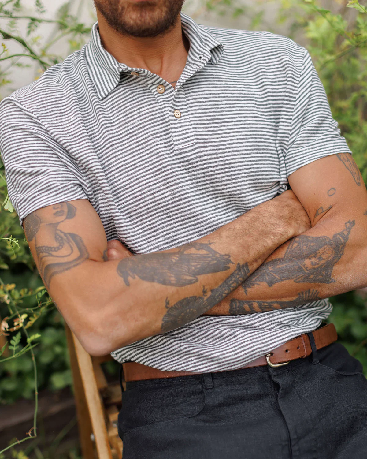 Alex Crane - Knit Polo in Lines - Image 4