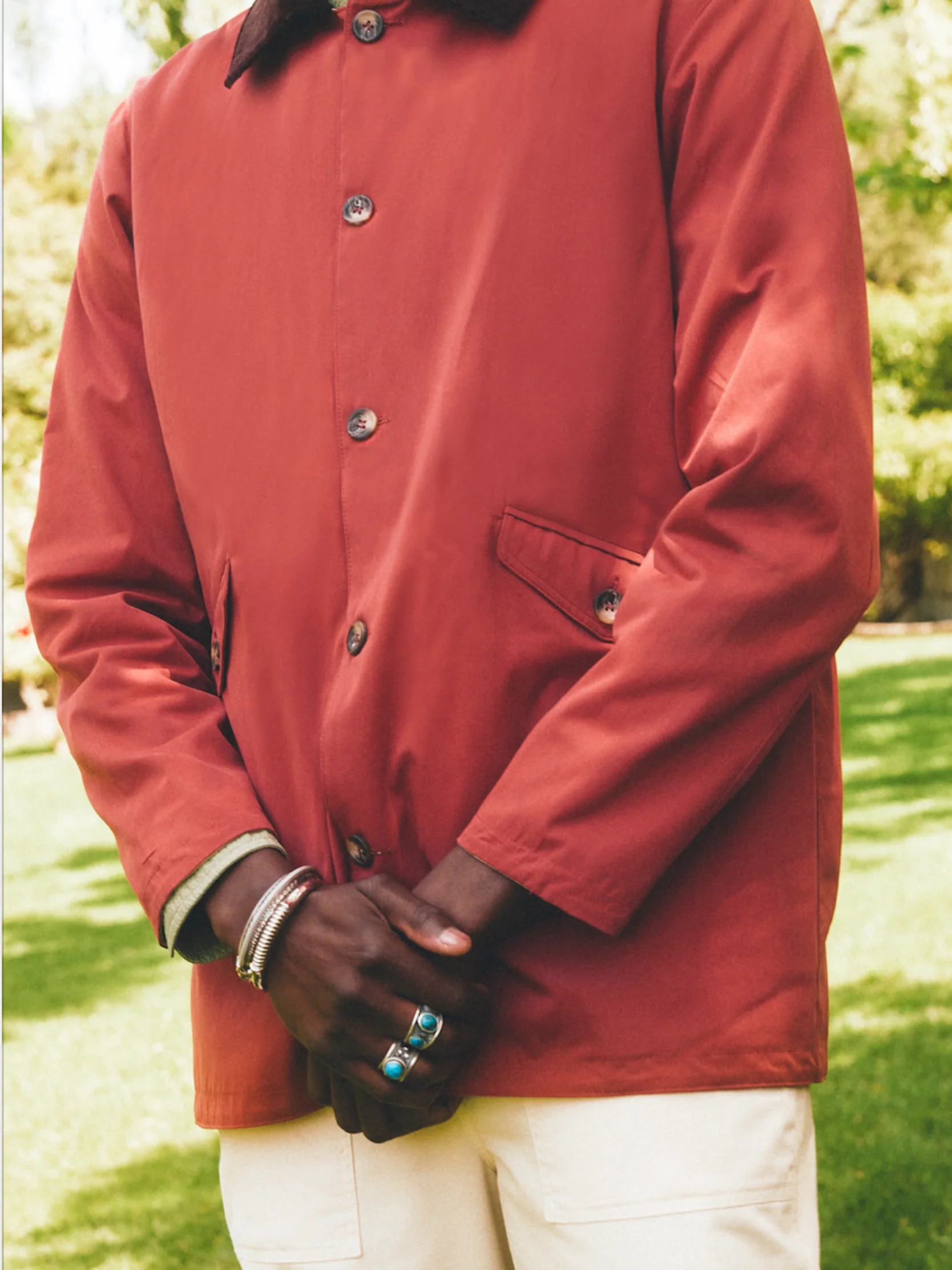 By the Oak- Short Trench Coat in Brick/Camel - Image 3
