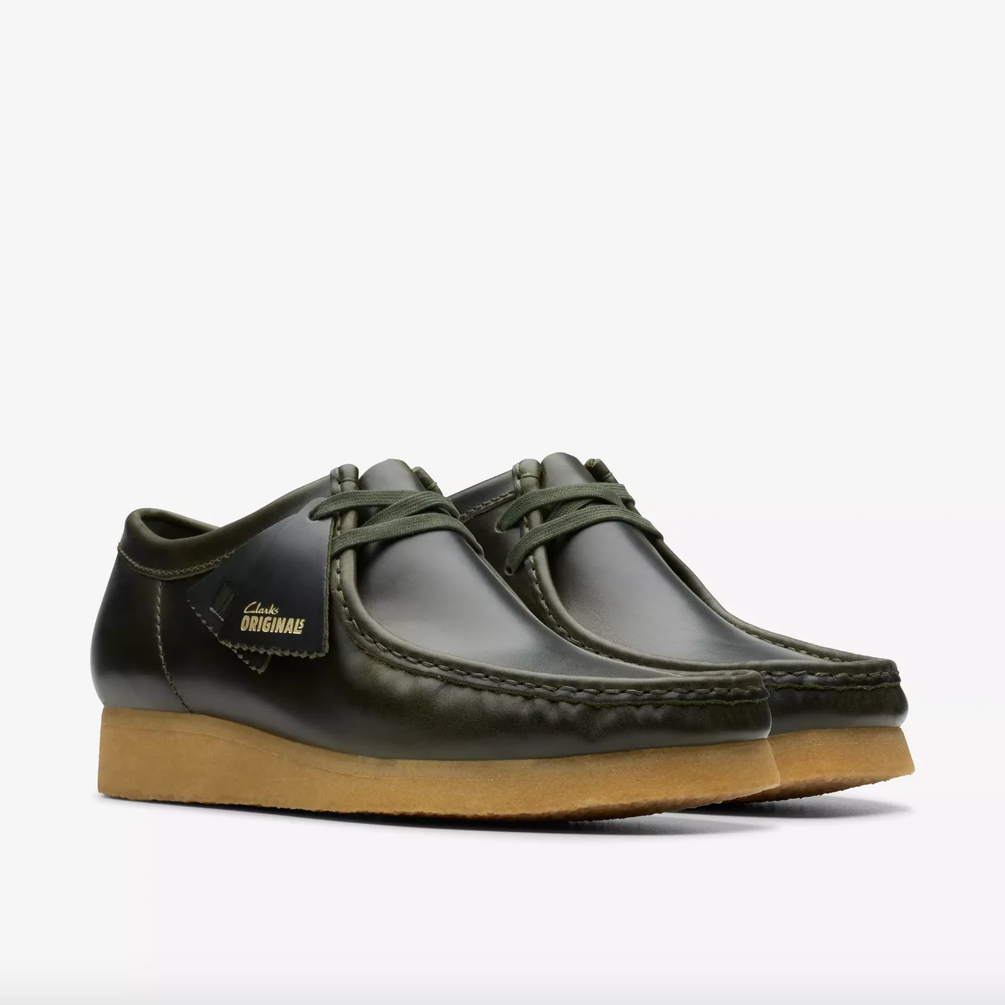 Clarks- Wallabee Forest Green Leather - Image 3