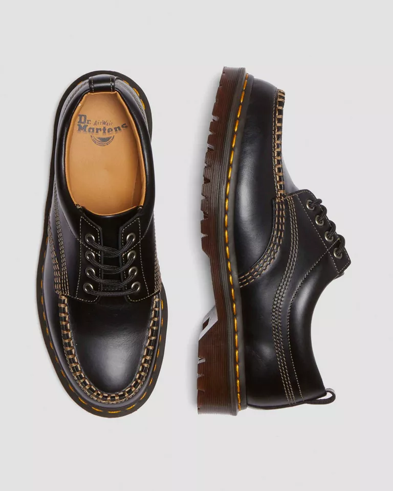 Dr. Martens - Lowell Leather Moc Toe Shoes in Black Analine - Image 5