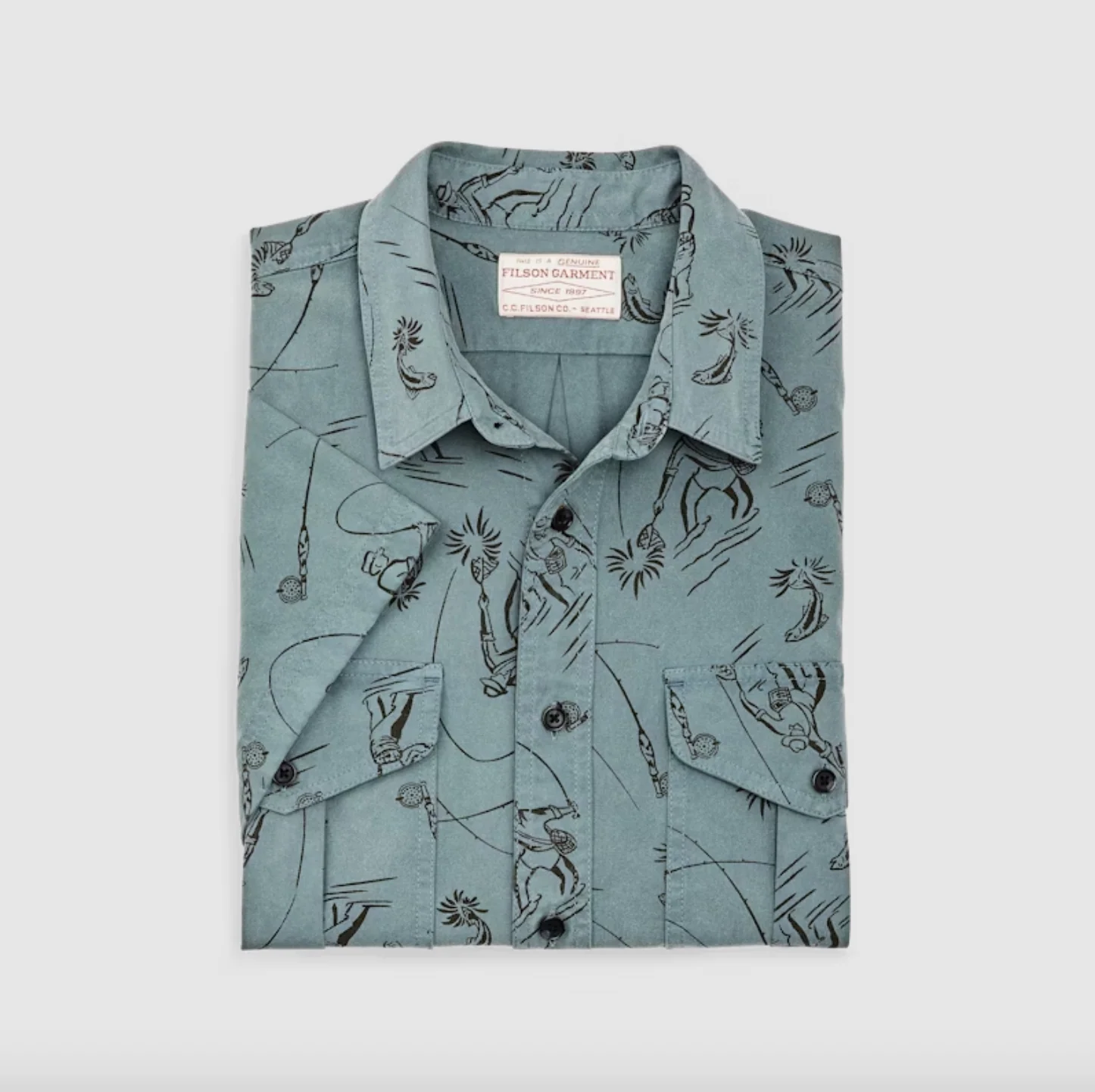 Filson- S/S LT WT Alaskan Guide Shirt Blue Grey/ Fly Fishing - Image 3