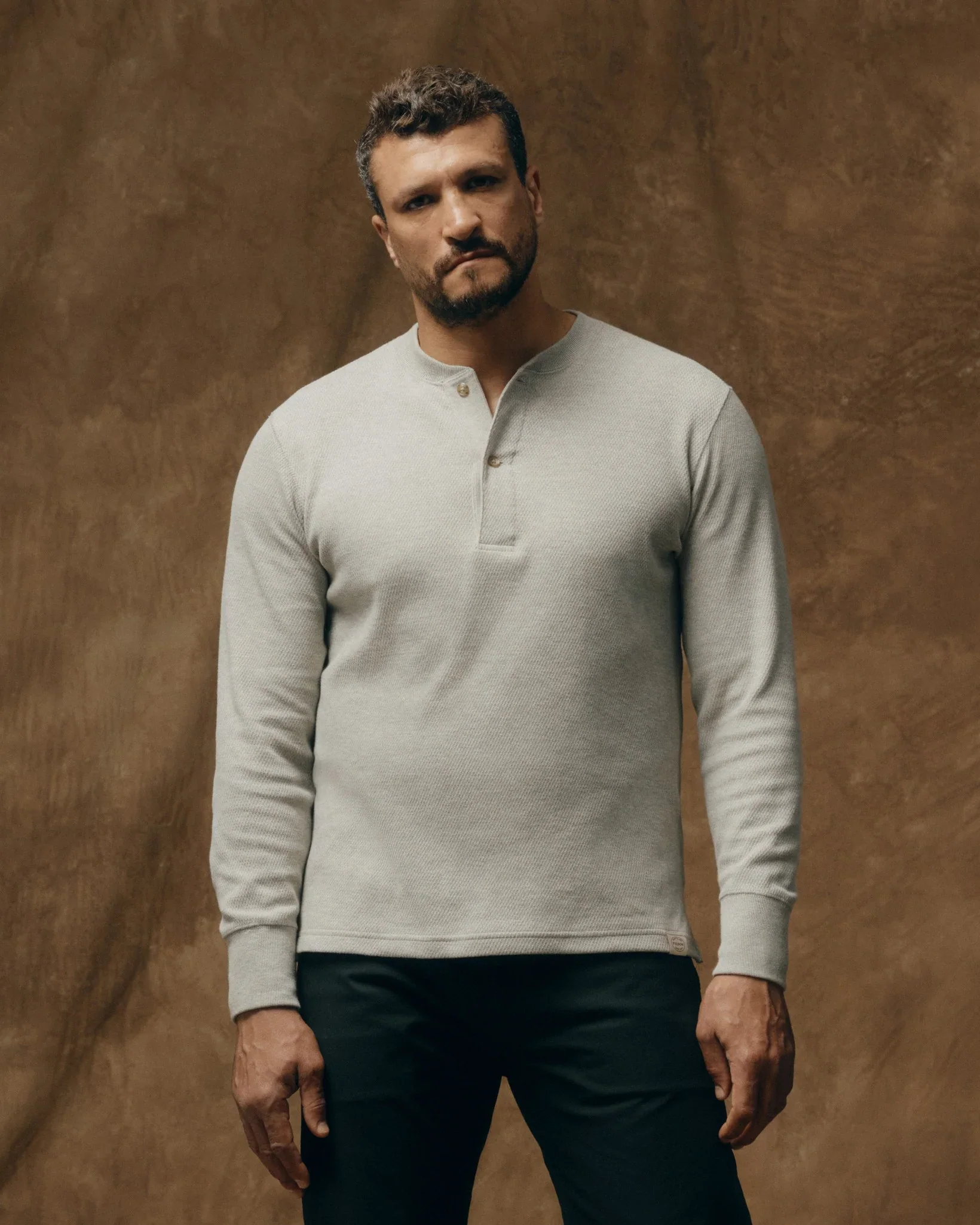 Filson - Waffle Knit Henley in Light Grey - Image 5