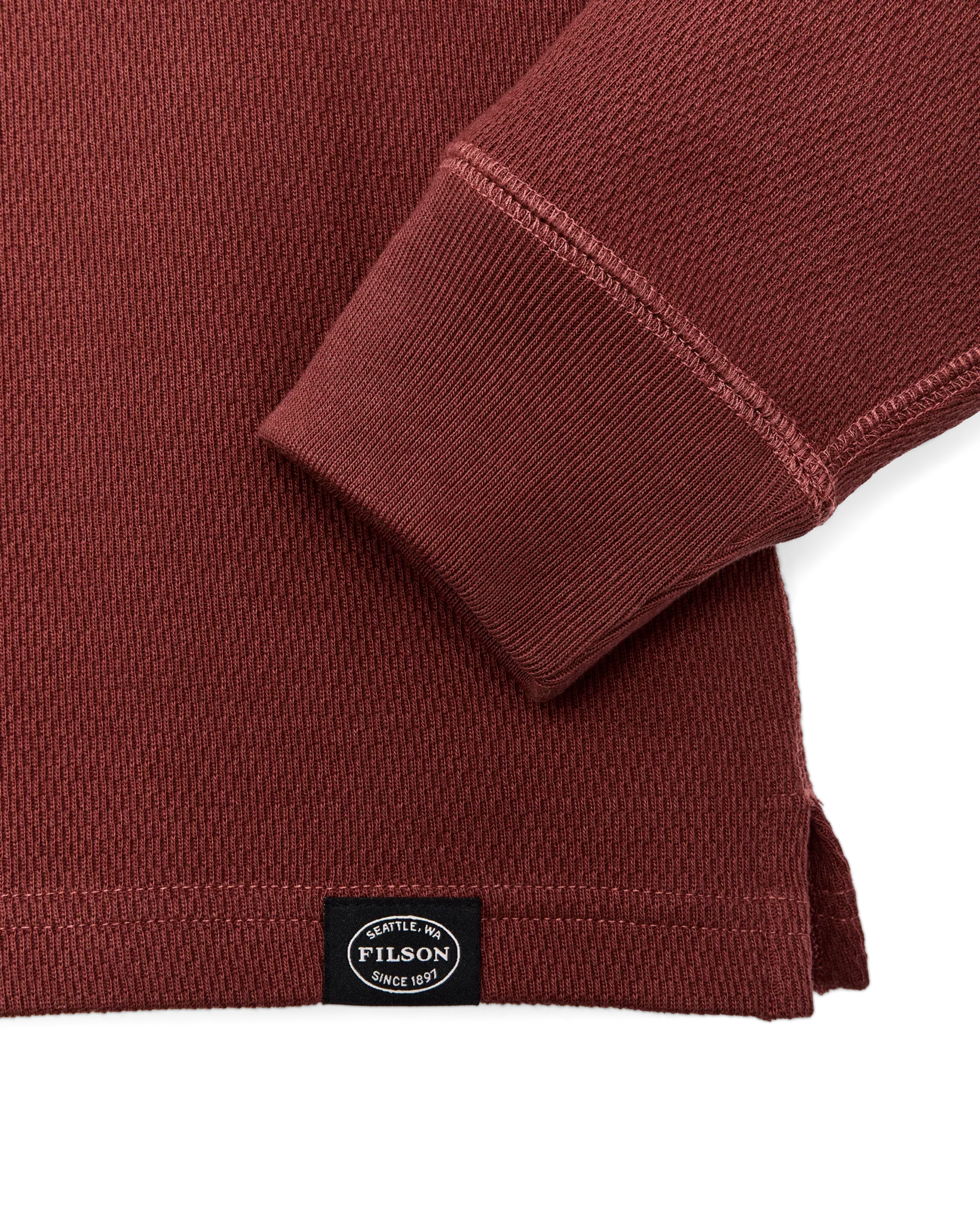 Filson- Waffle Knit Thermal Crewneck in Brick - Image 3