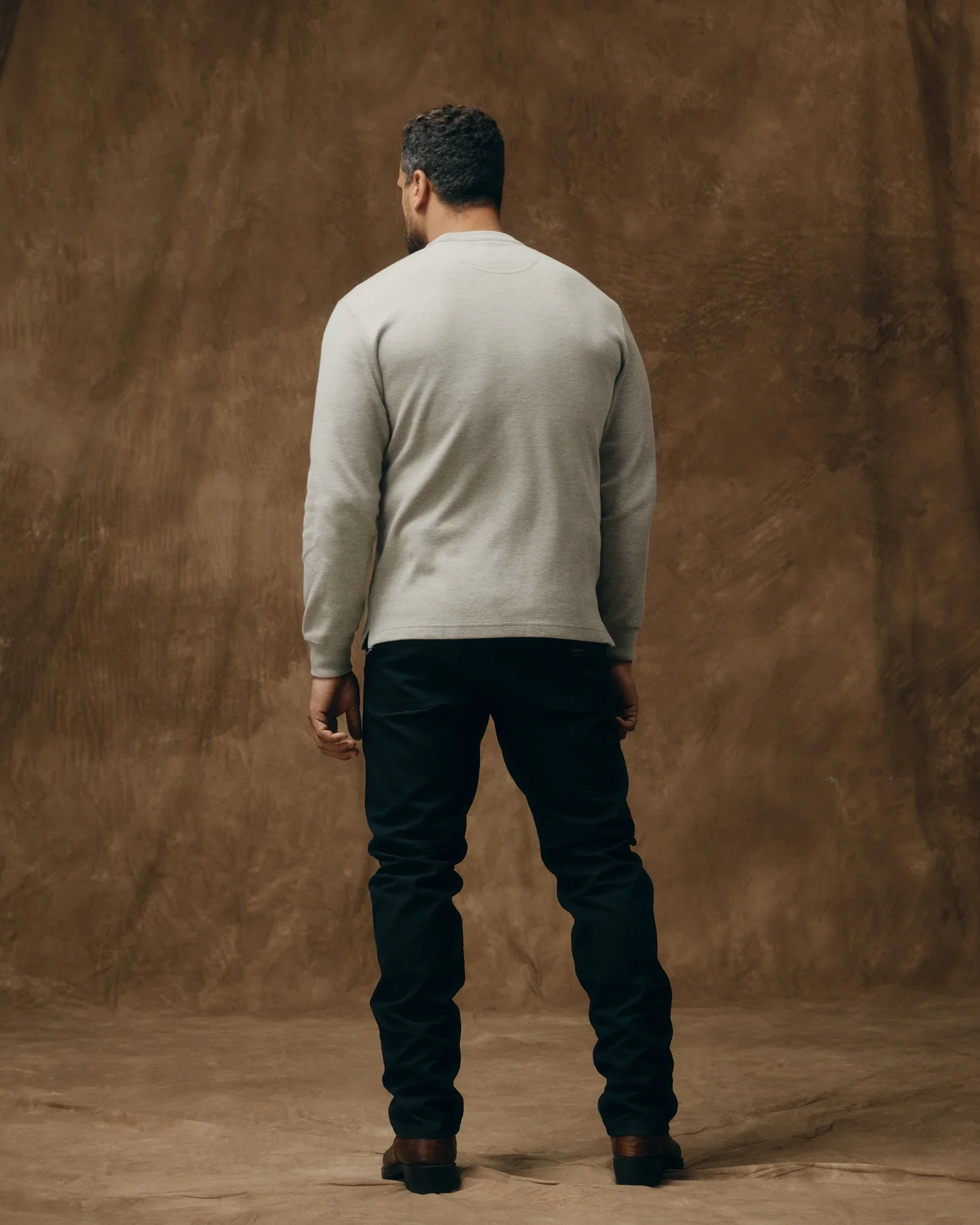 Filson- Waffle Knit Thermal Crewneck in Light Heather Grey - Image 6
