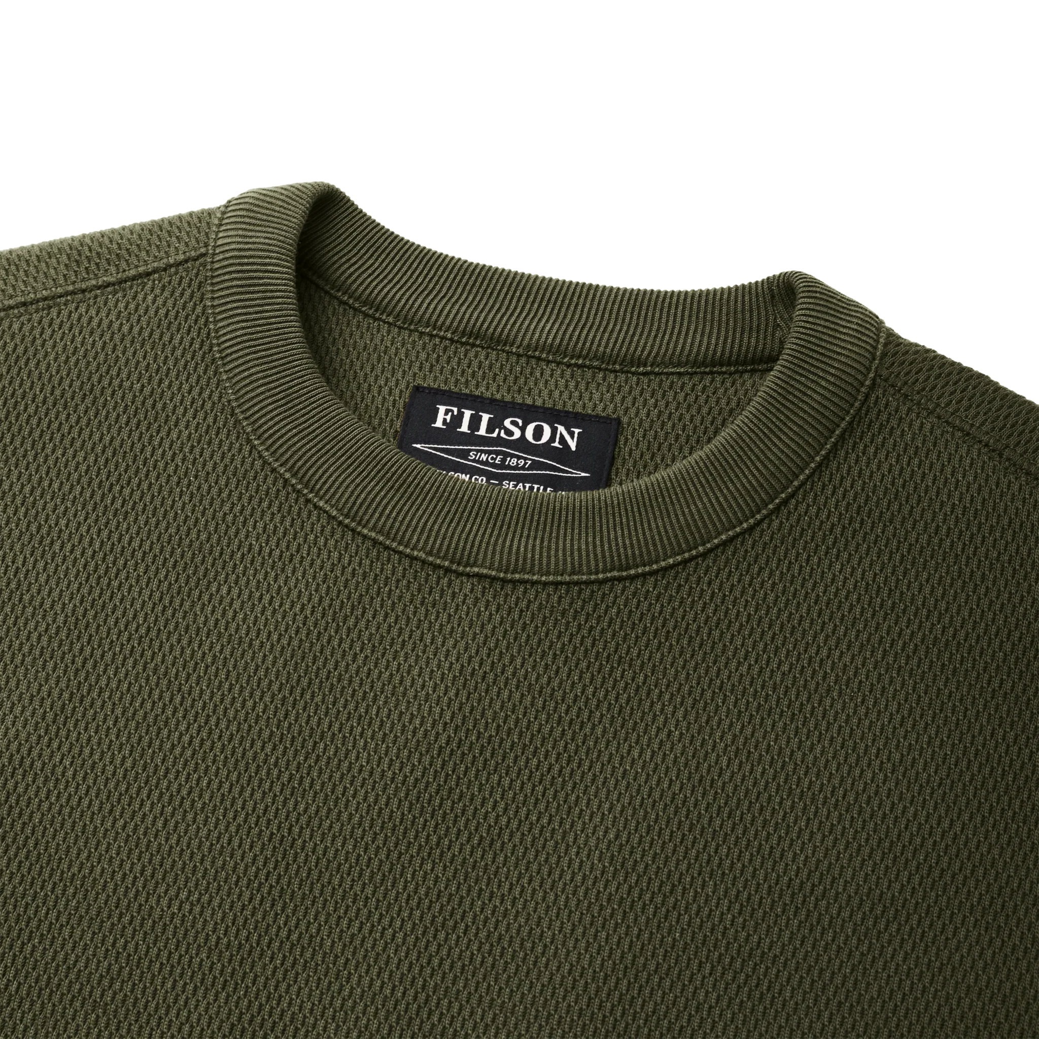 Filson- Waffle Knit Thermal Crewneck in Mossy Rock - Image 3