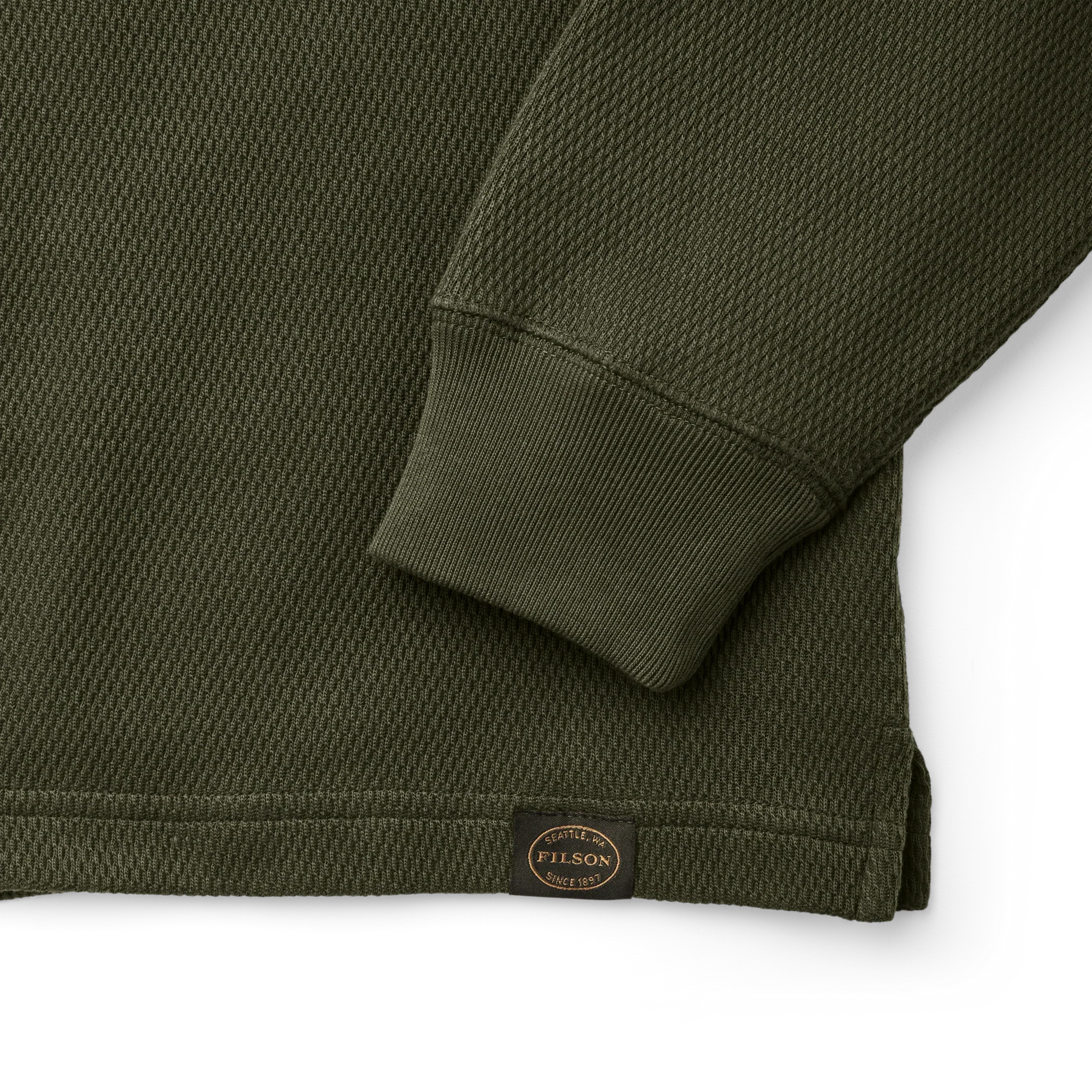 Filson- Waffle Knit Thermal Crewneck in Mossy Rock - Image 4
