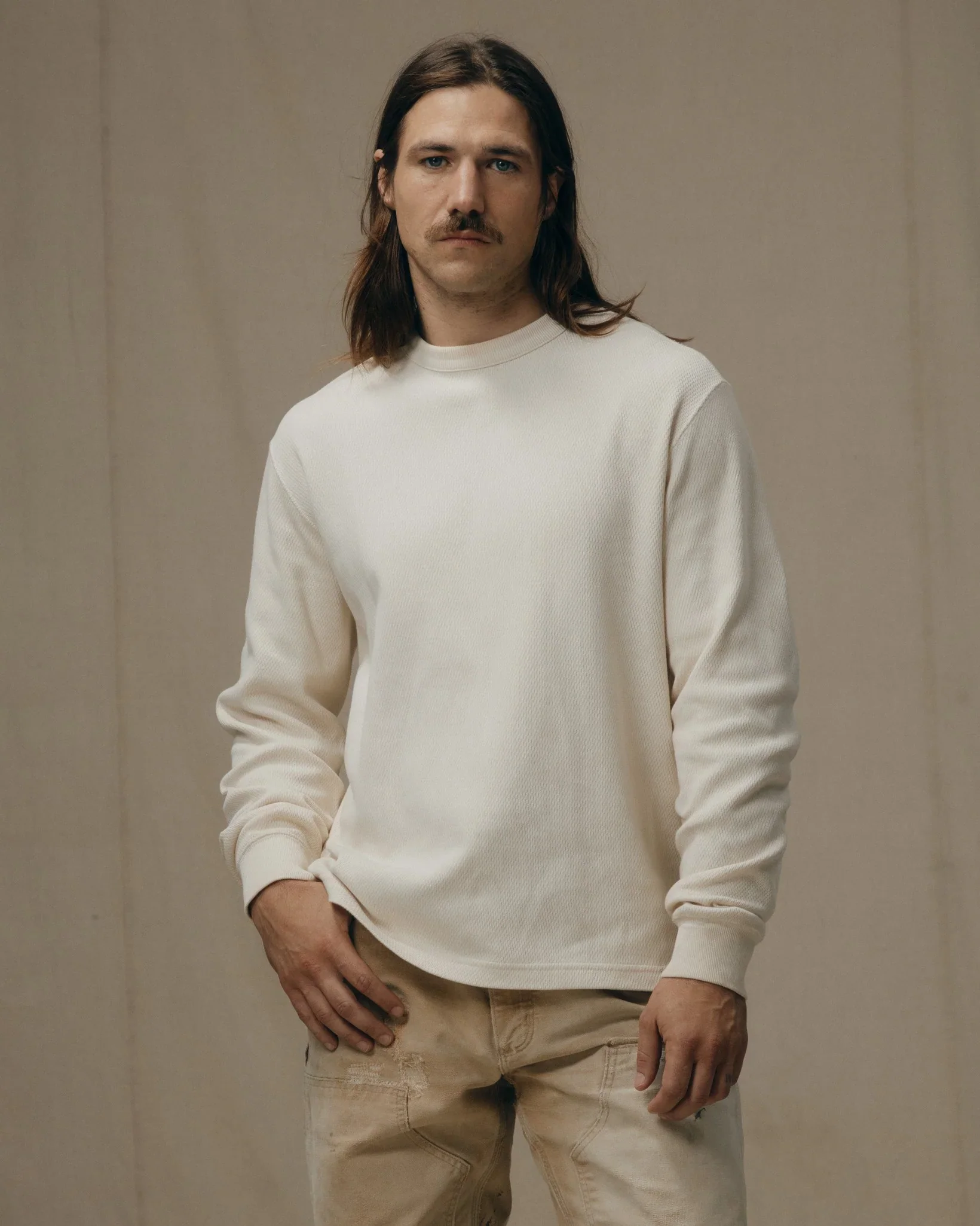 Filson- Waffle Knit Thermal Crewneck in Sand - Image 6