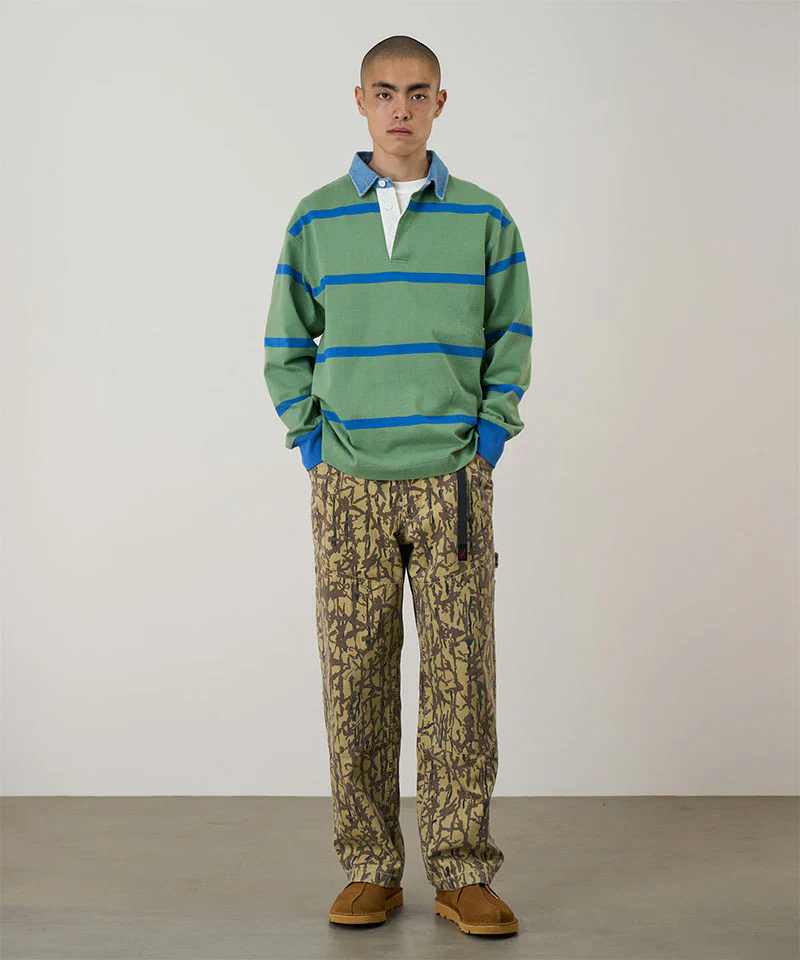 Gramicci - Langdon Rugby Shirt in Olive/Blue - Image 3