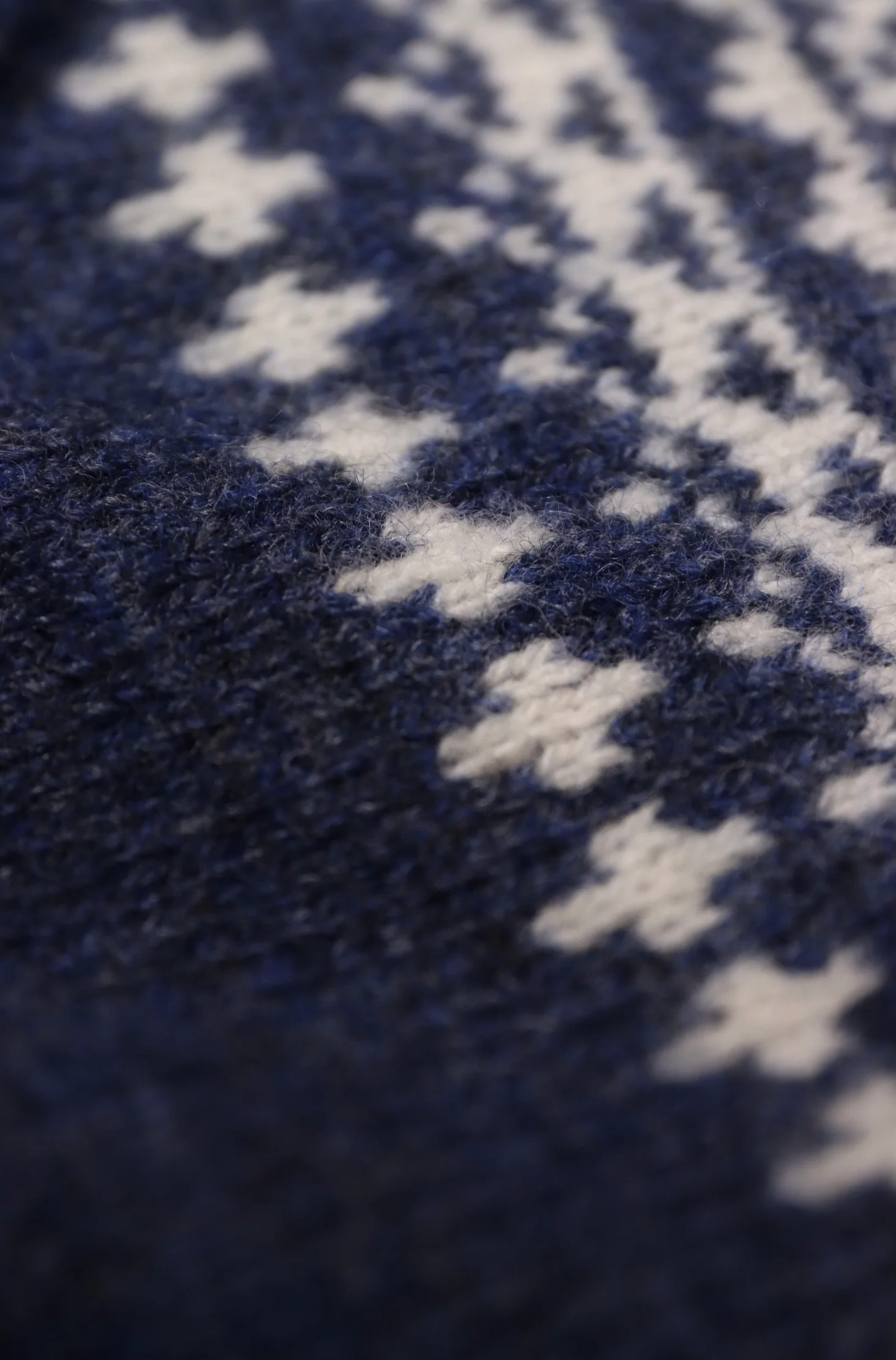 Harley of Scotland- Fairisle Sweater in Denim Blue and Winter White - Image 3