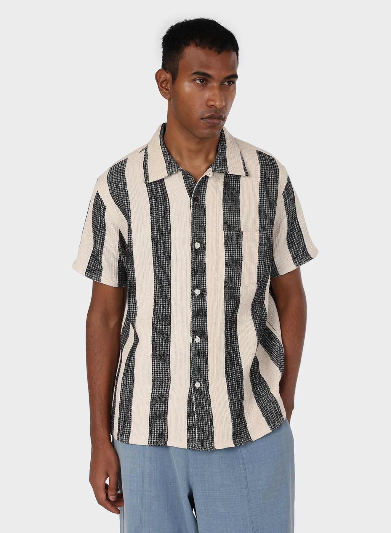 Kardo - Chintan Camp Collar in Handloom Stripe - Image 4