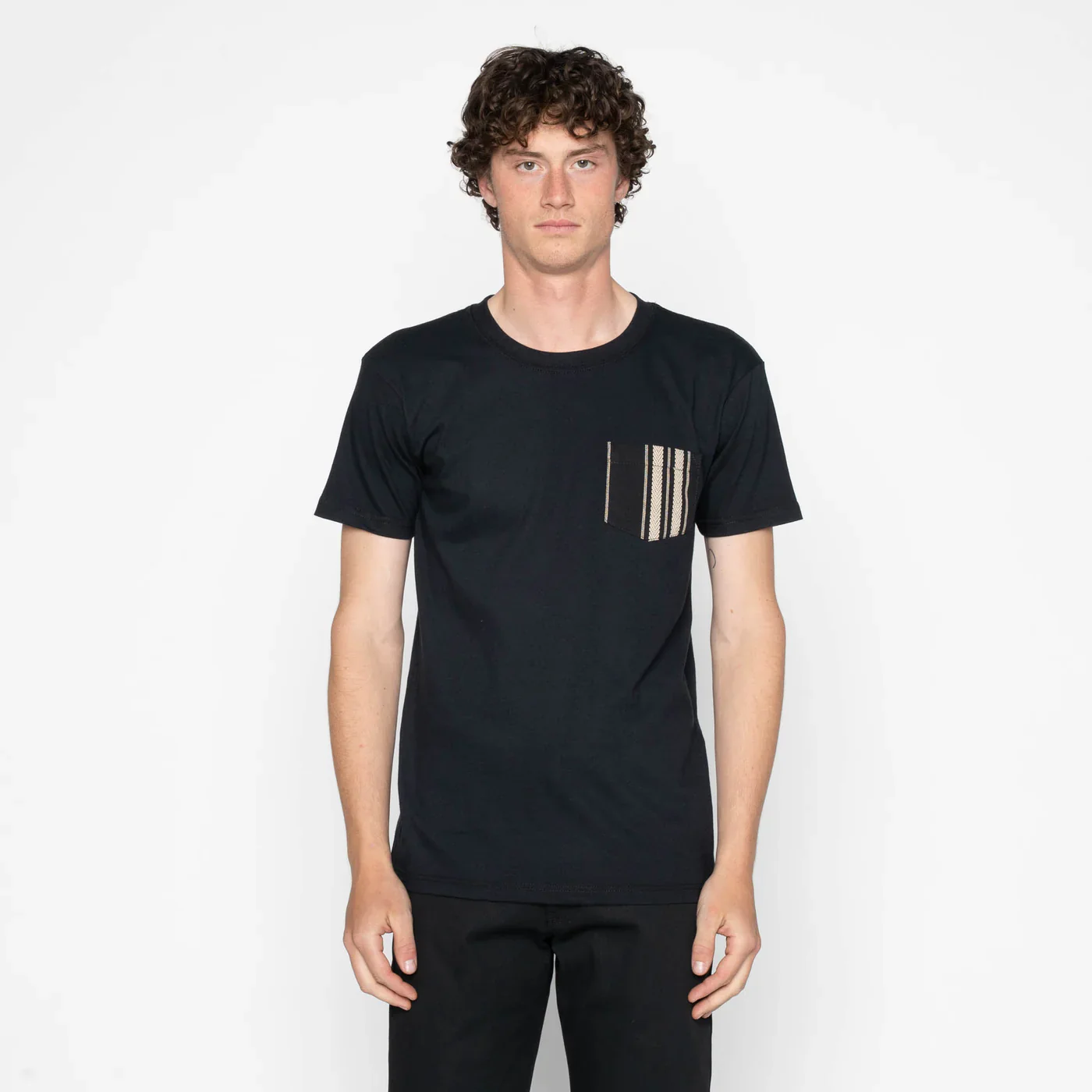 Naked & Famous - Pocket Tee in Black + Dobby Bands - Image 2