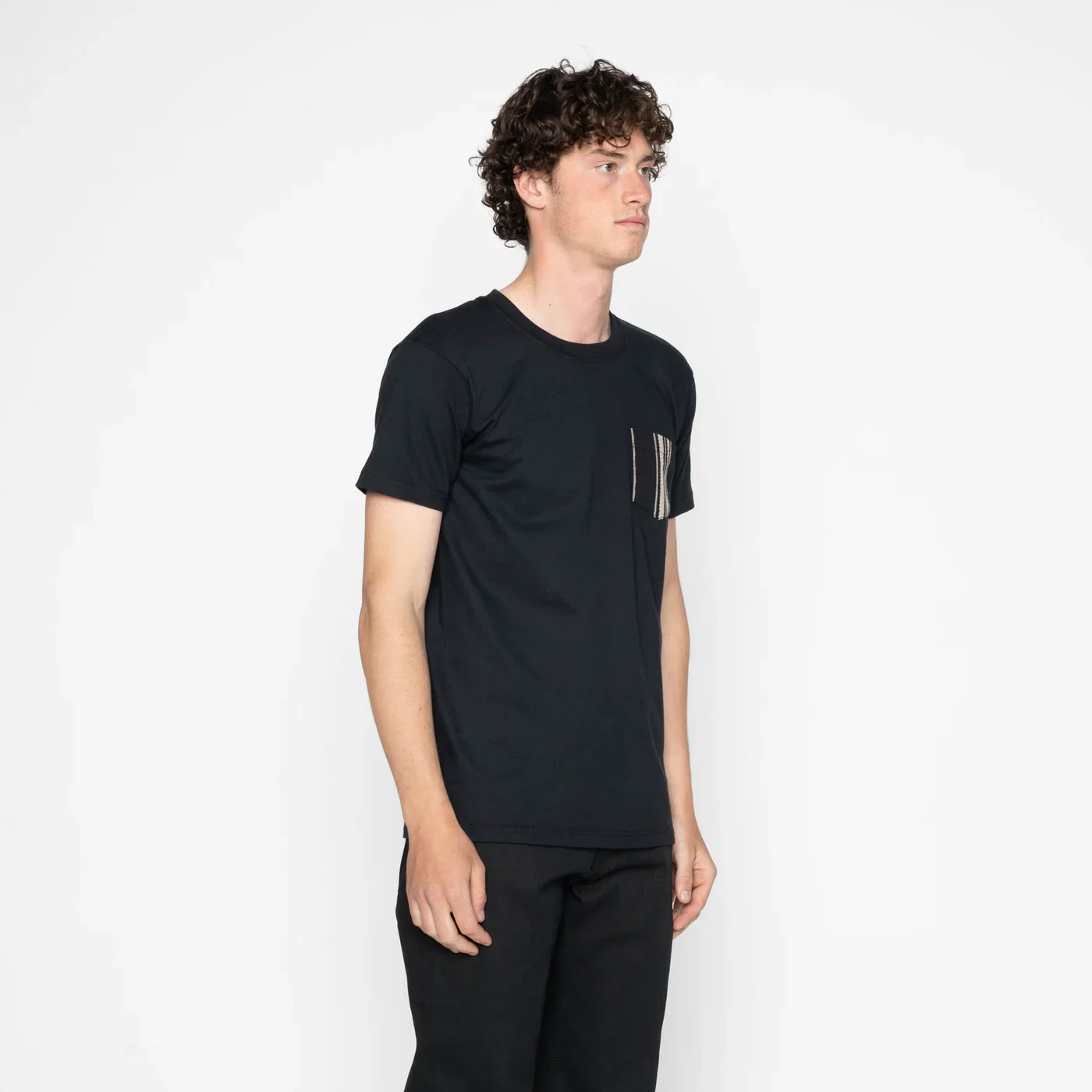 Naked & Famous - Pocket Tee in Black + Dobby Bands - Image 3