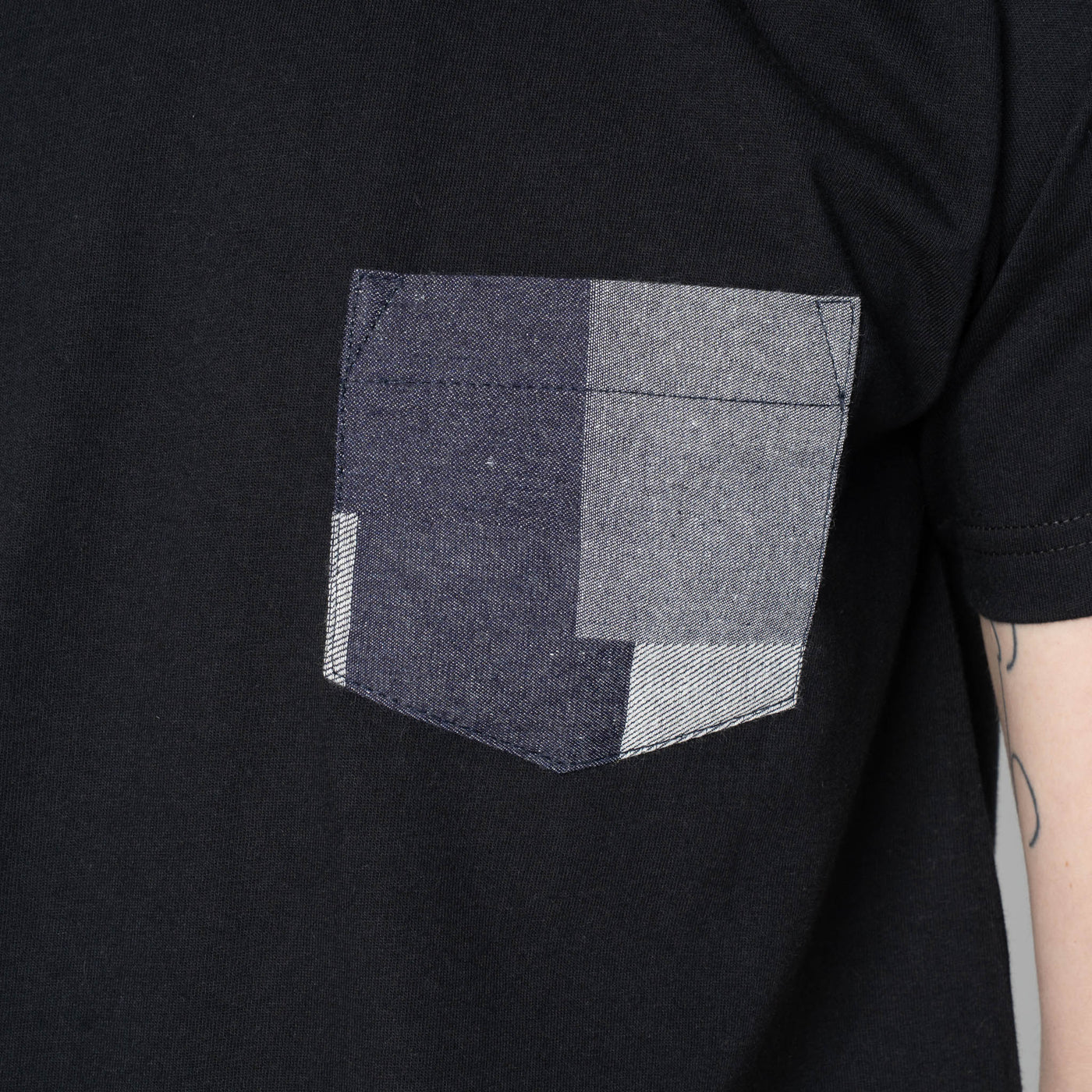 Naked & Famous - Pocket Tee in Black + Indigo Jacquard - Image 2