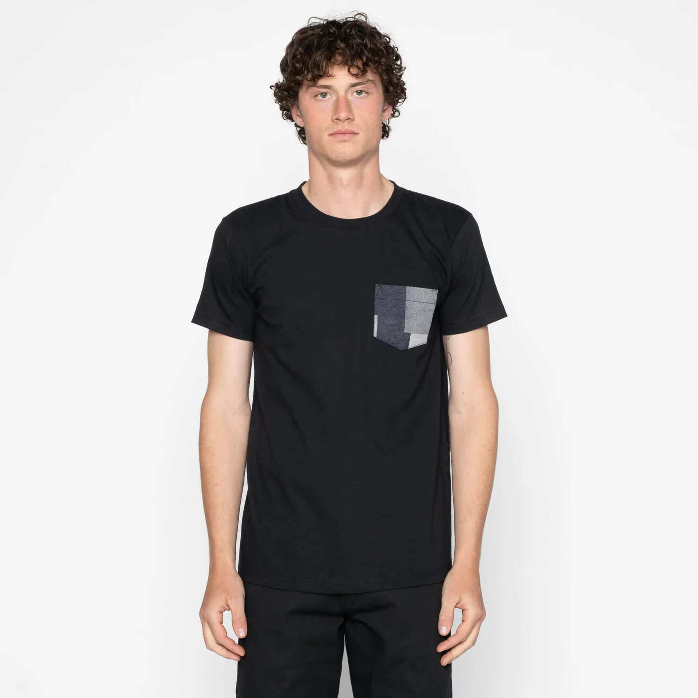 Naked & Famous - Pocket Tee in Black + Indigo Jacquard - Image 3