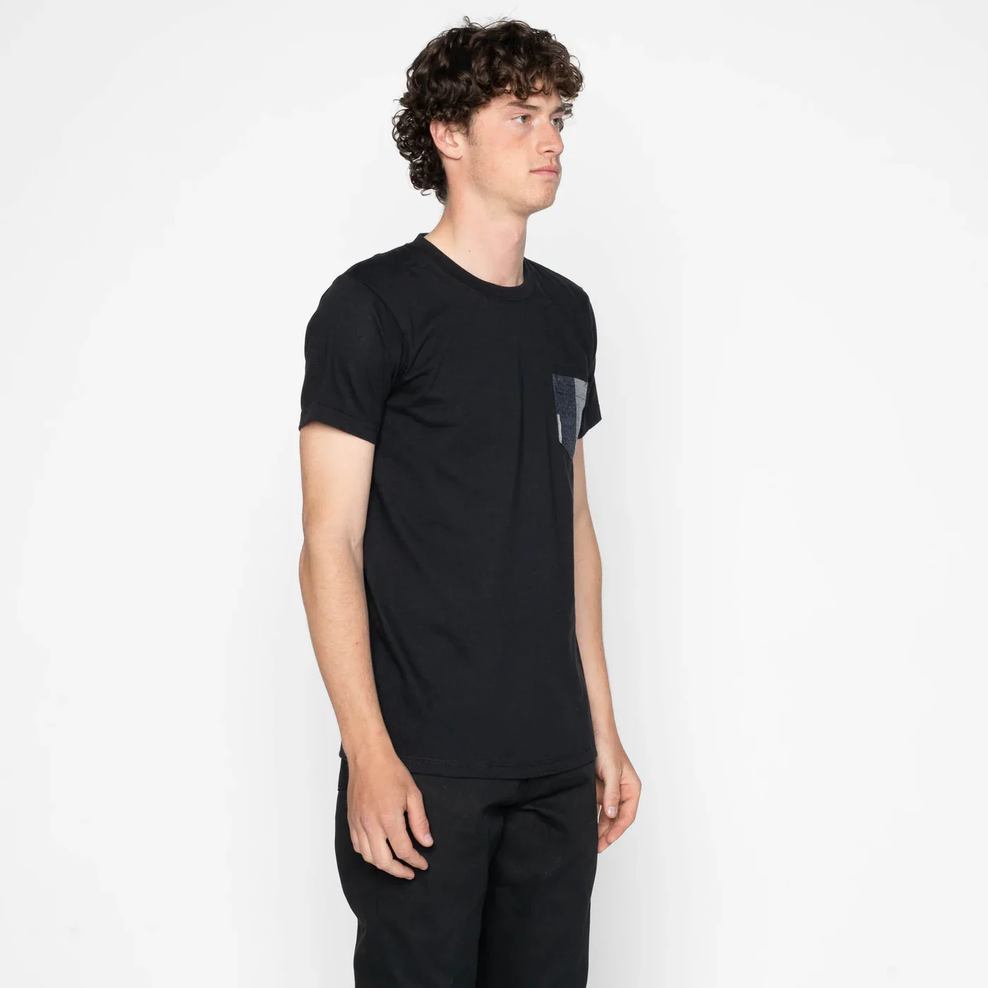 Naked & Famous - Pocket Tee in Black + Indigo Jacquard - Image 4