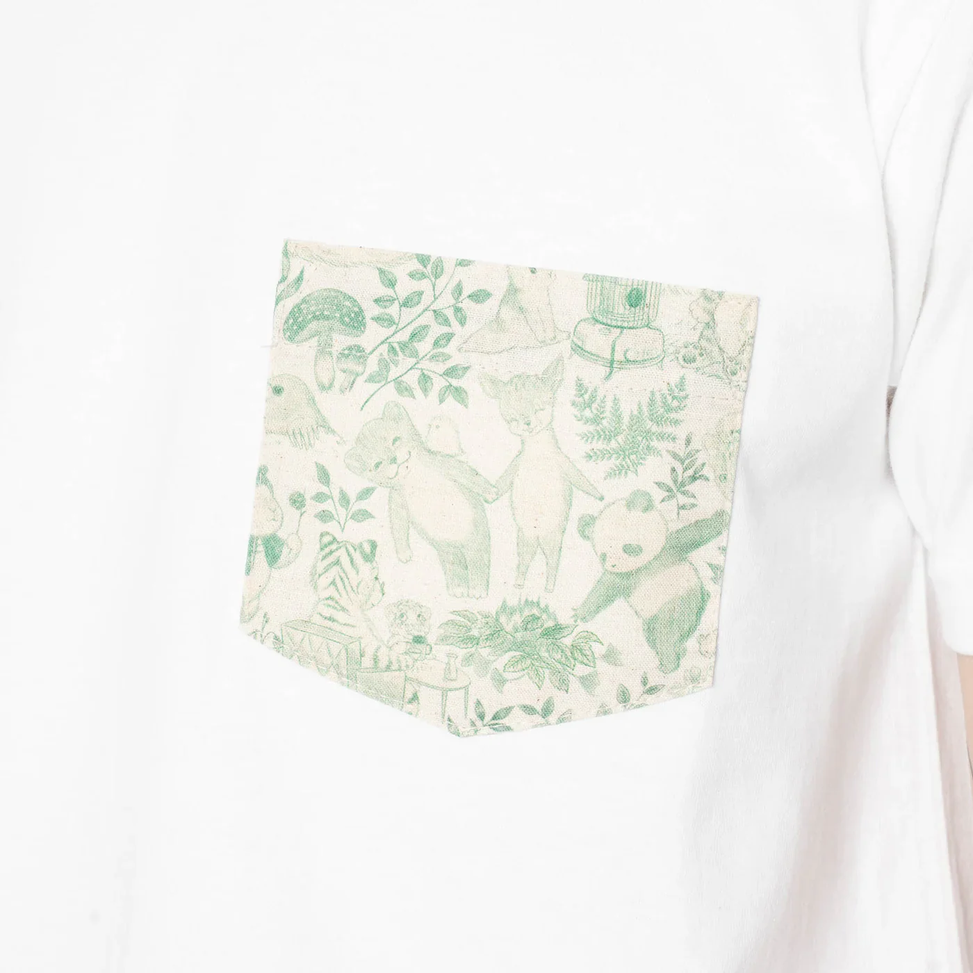 Naked & Famous - Pocket Tee in White + Linen Animals - Image 2