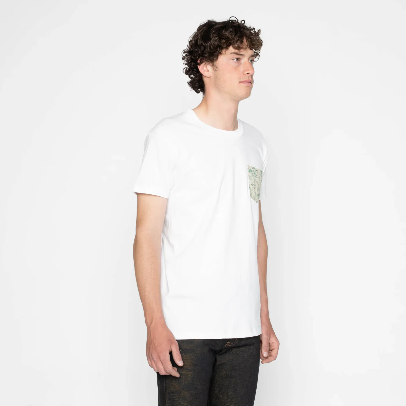 Naked & Famous - Pocket Tee in White + Linen Animals - Image 4
