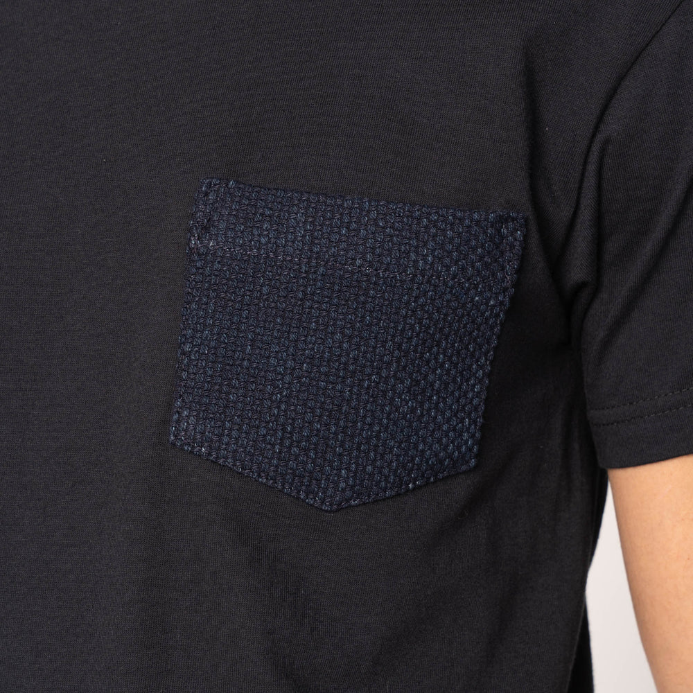 Naked & Famous - Pocket Tee: Indigo Sashiko in Black - Image 2