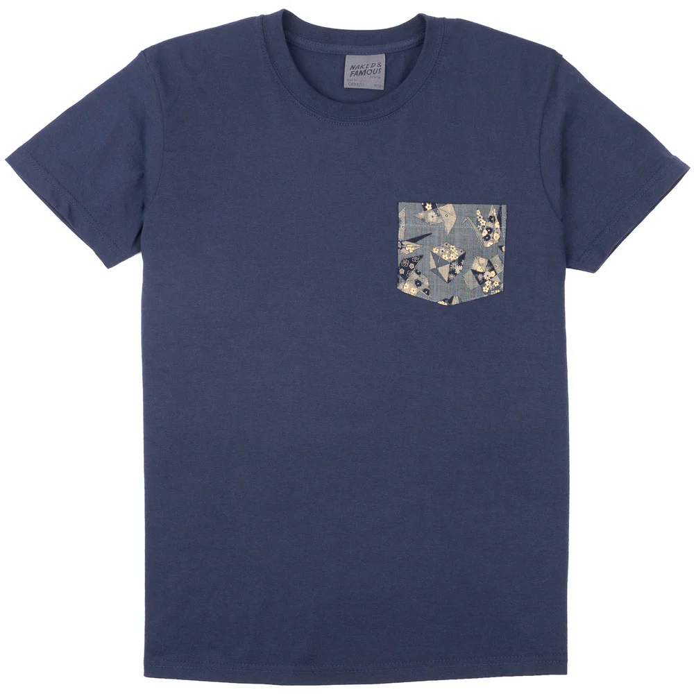 Naked & Famous - Pocket Tee: Origami Poplin in Navy
