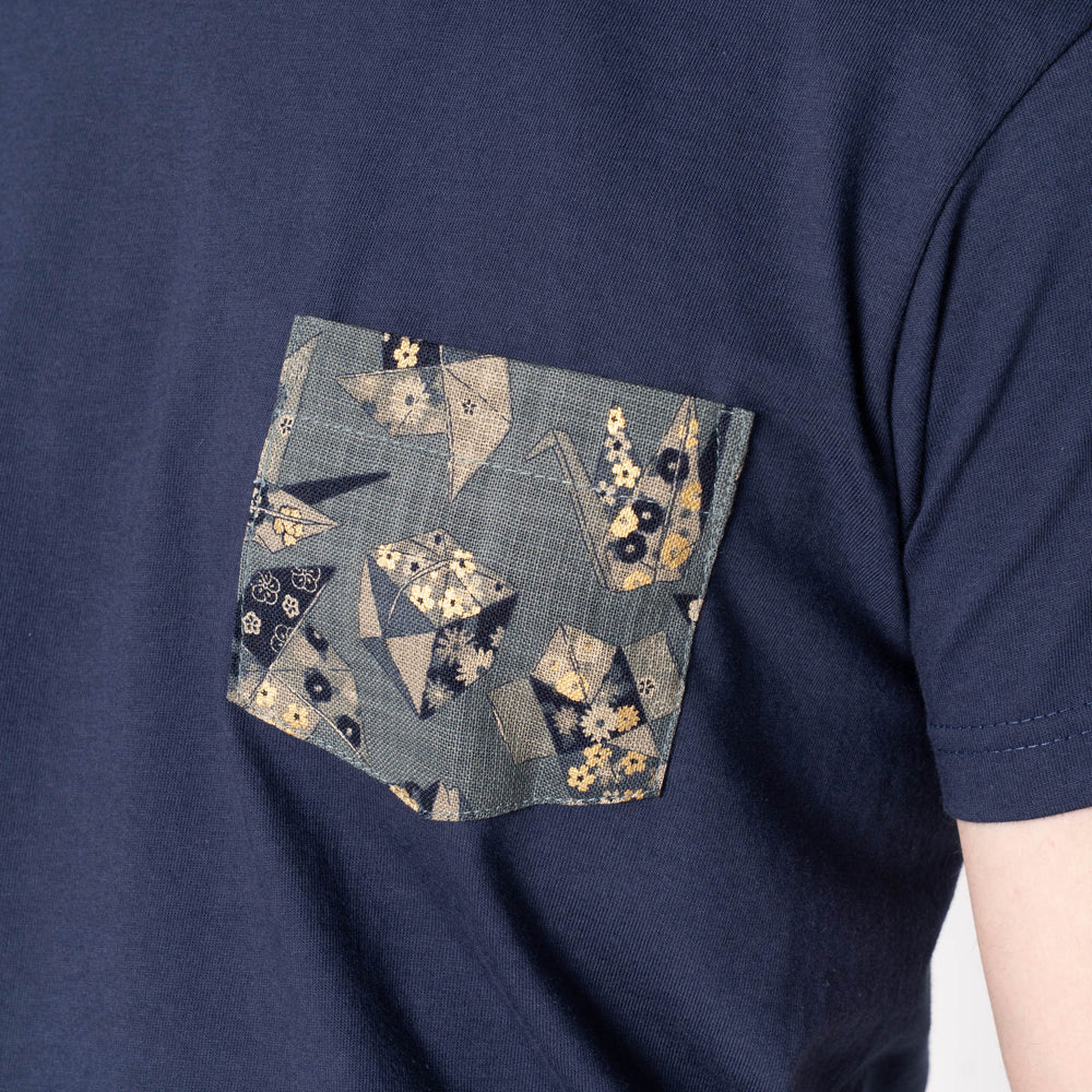 Naked & Famous - Pocket Tee: Origami Poplin in Navy - Image 2