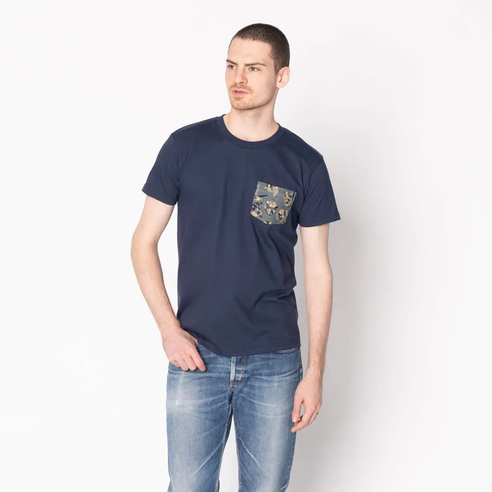 Naked & Famous - Pocket Tee: Origami Poplin in Navy - Image 3