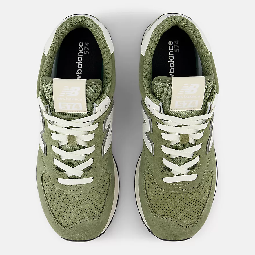 New Balance - 574 in Dark Olivine with Sea Salt - Image 4