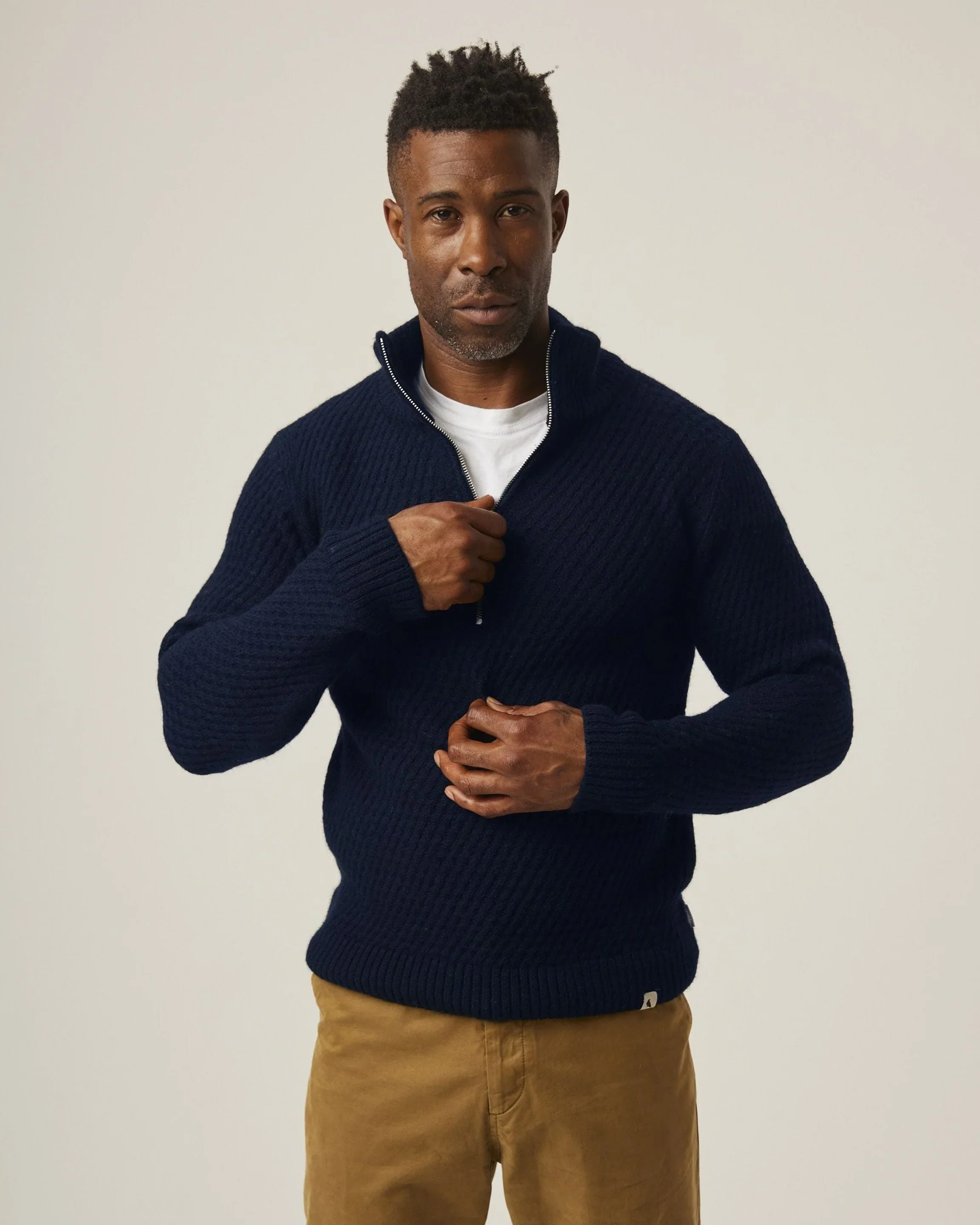 Peregrine - Birchall Quarter Zip Jumper in Navy - Image 2