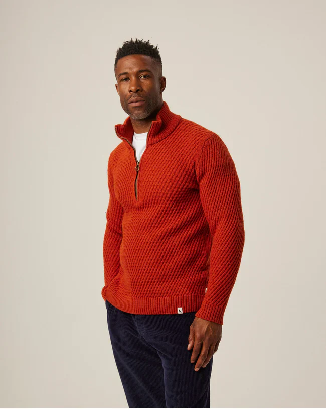 Peregrine - Birchall Quarter Zip Jumper in Orange - Image 2