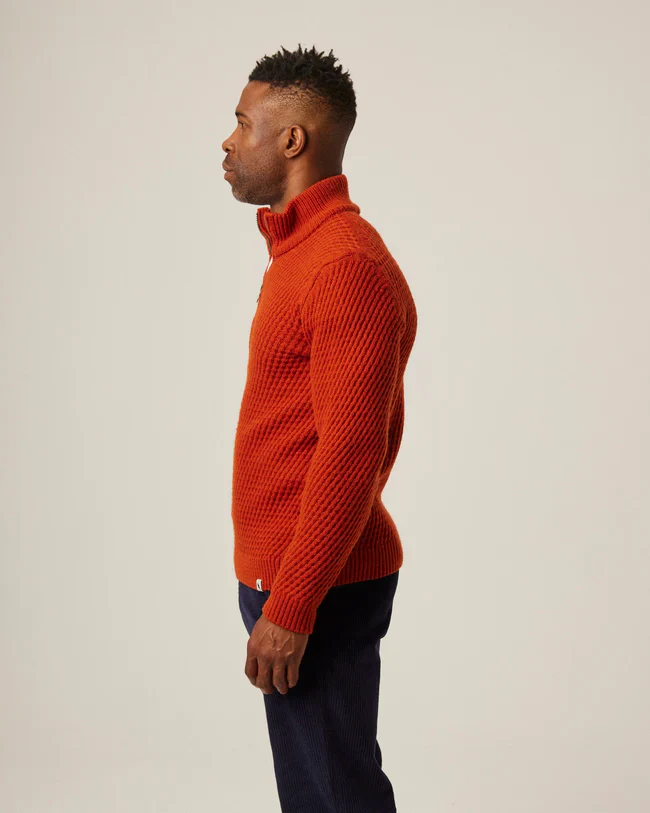 Peregrine - Birchall Quarter Zip Jumper in Orange - Image 3