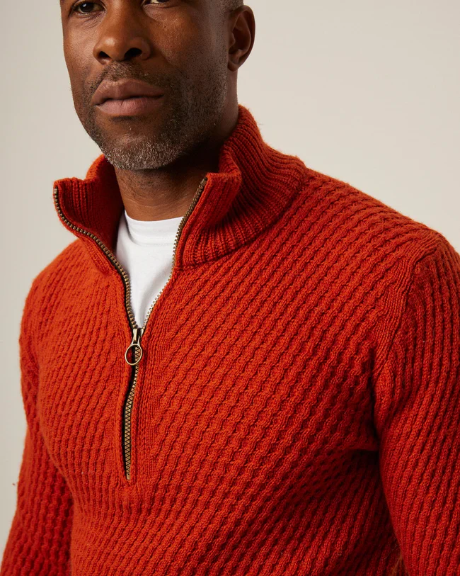Peregrine - Birchall Quarter Zip Jumper in Orange - Image 5