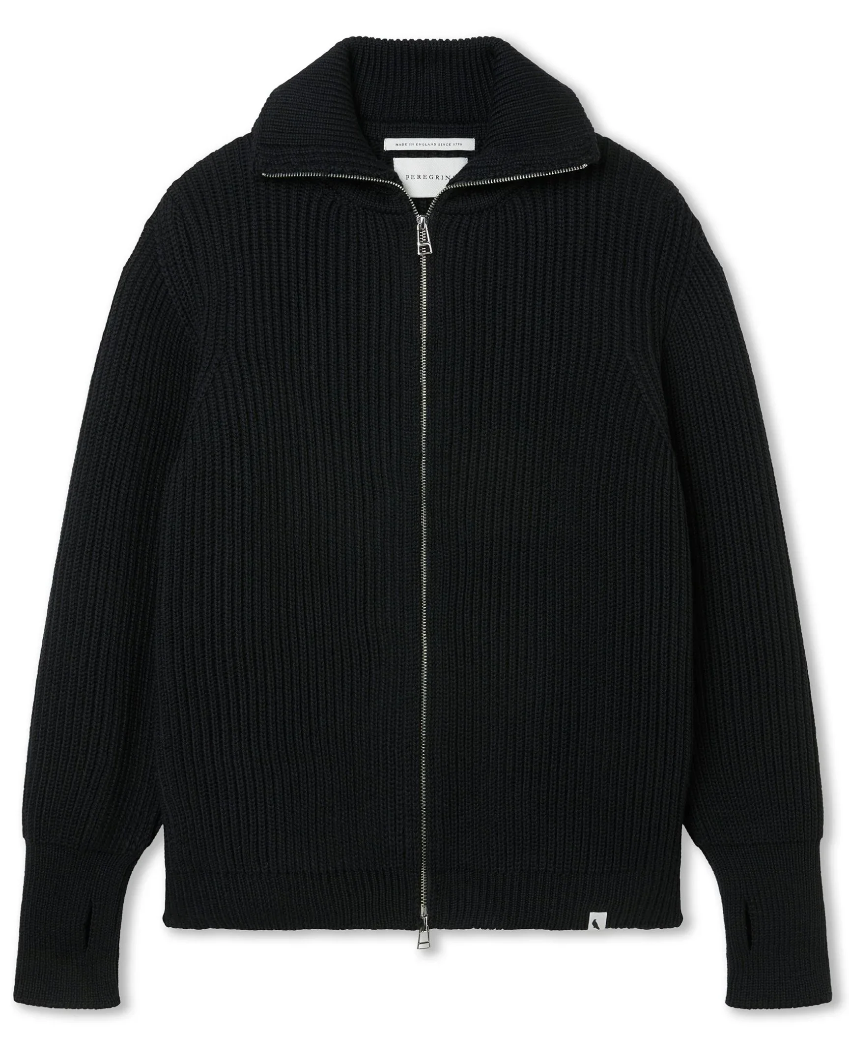 Peregrine - Fisherman Cardigan in Black
