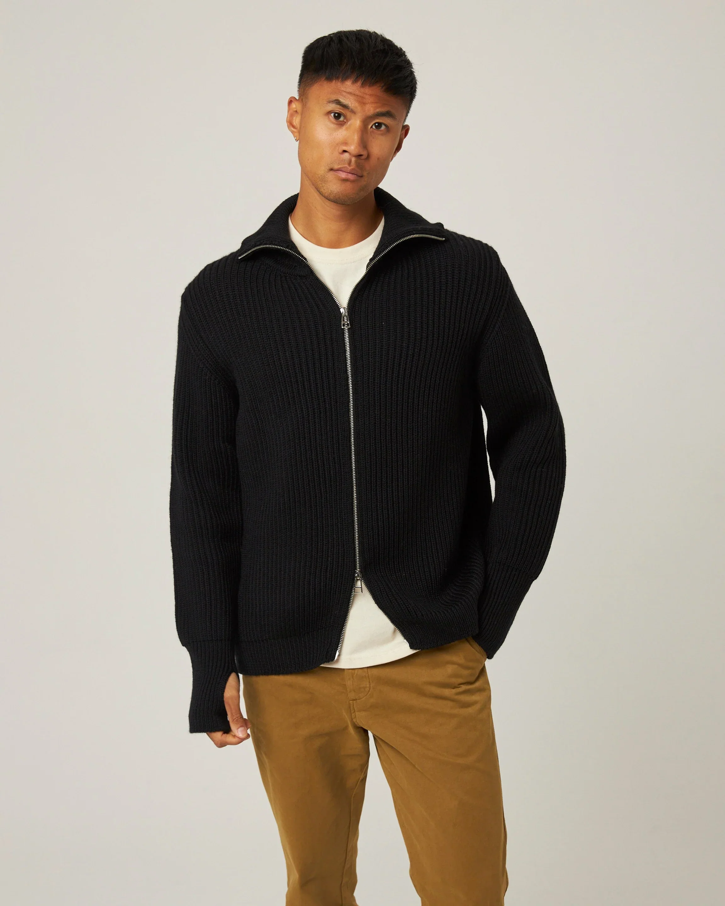 Peregrine - Fisherman Cardigan in Black - Image 2