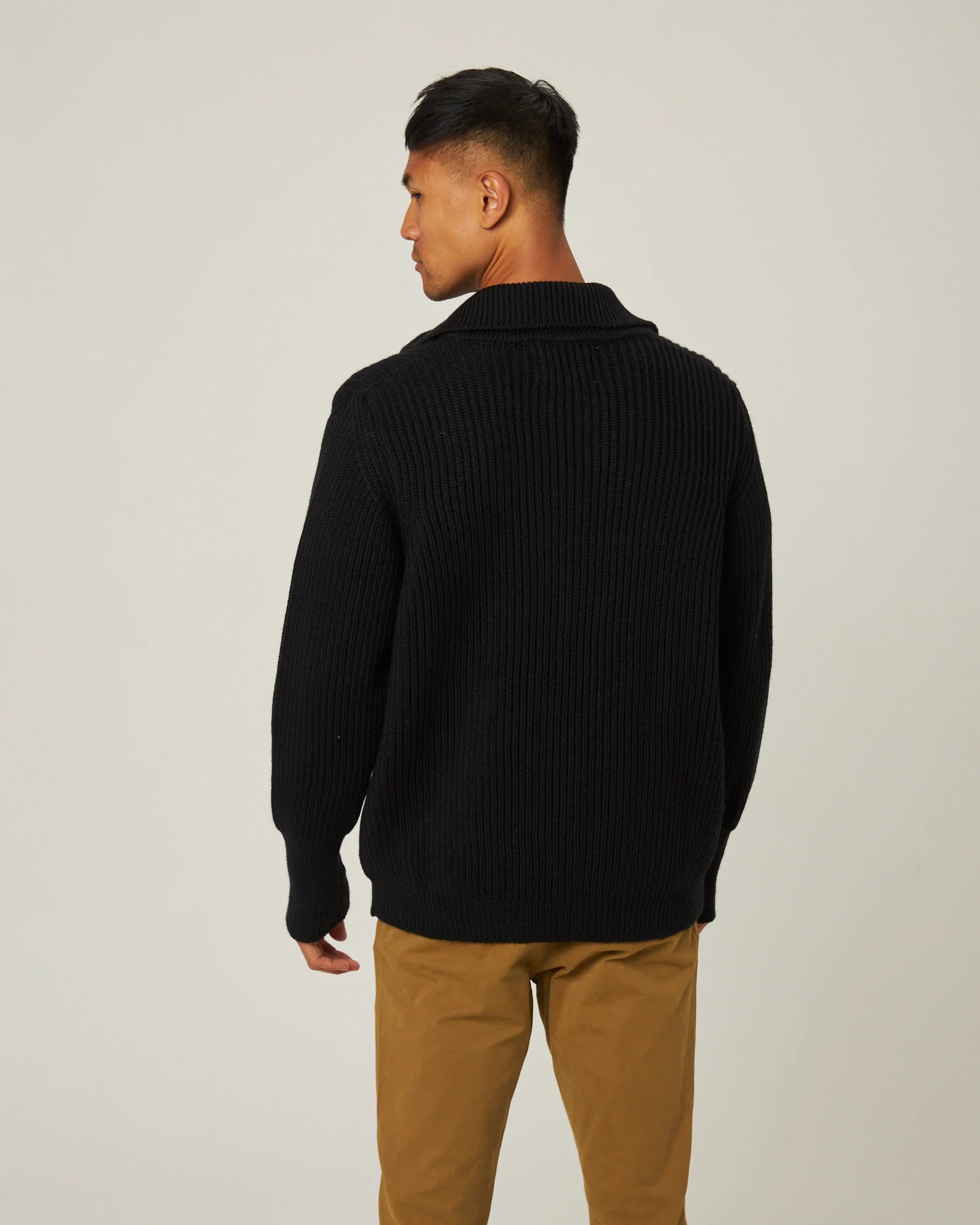 Peregrine - Fisherman Cardigan in Black - Image 4