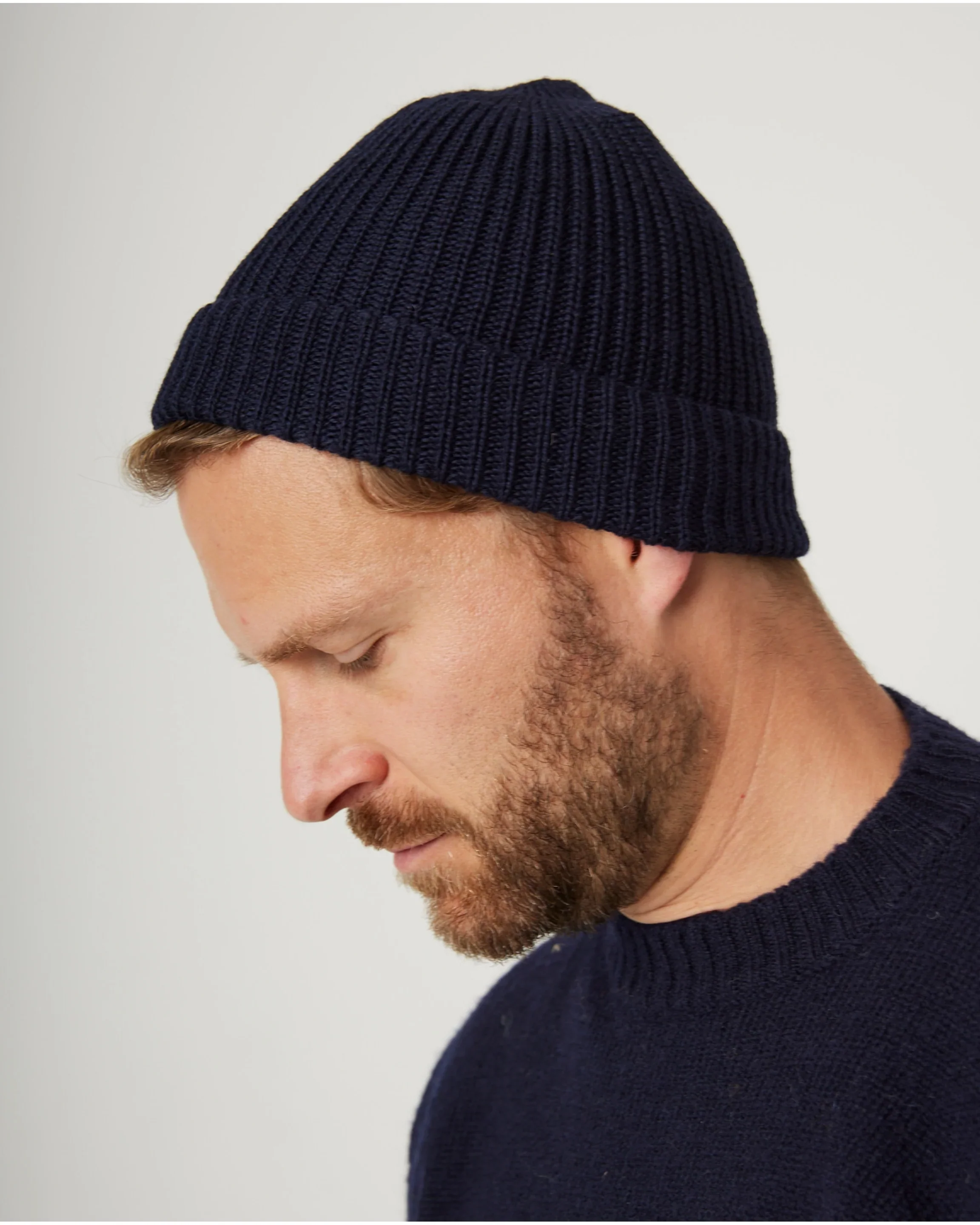 Peregrine - Porter Ribbed Beanie in Navy - Image 2