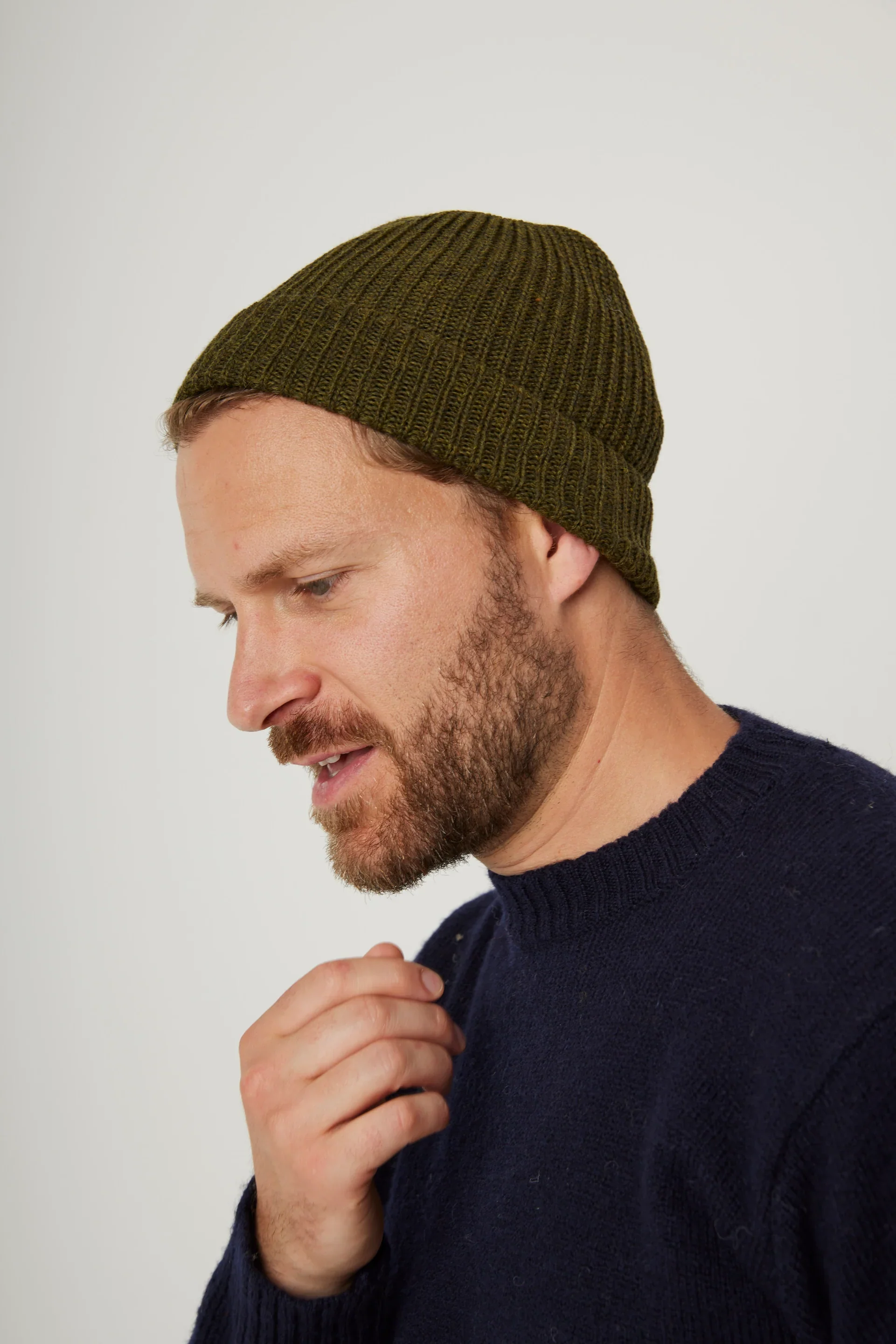 Peregrine - Porter Ribbed Beanie in Olive - Image 2