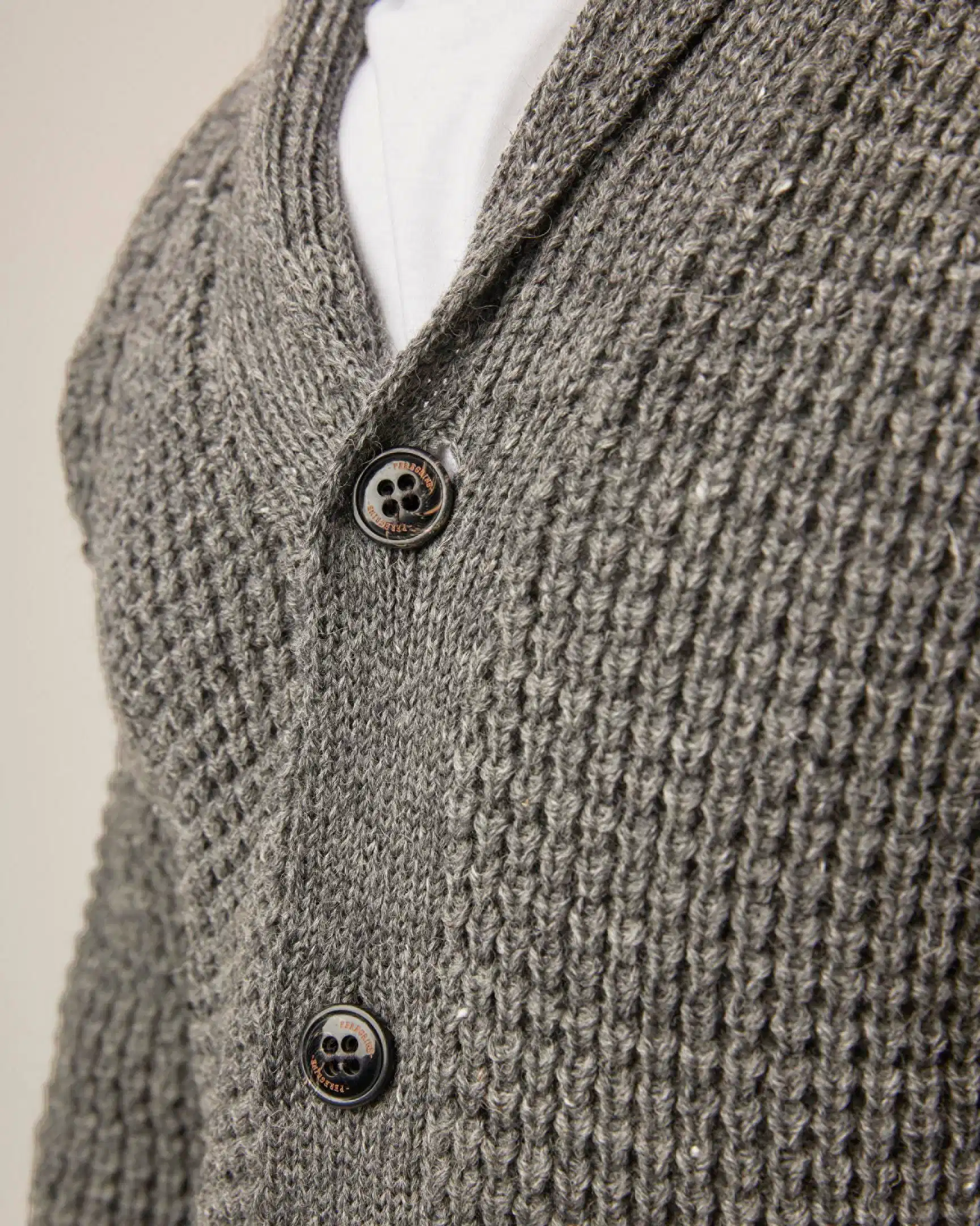 Peregrine- Waffle Shawl Cardigan in Steel - Image 6