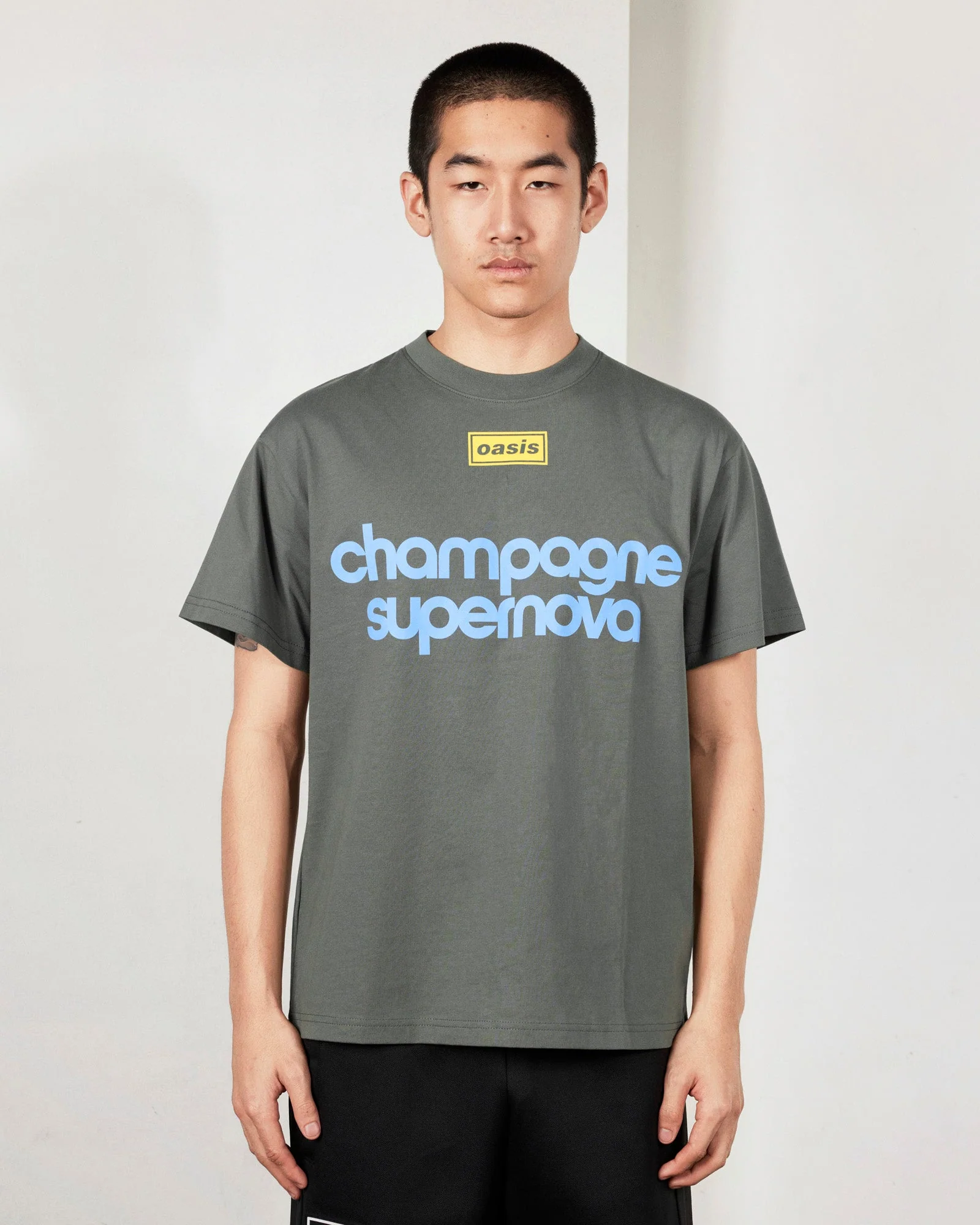 Pleasures x Oasis - Nordique T-shirt in Olive Green - Image 3