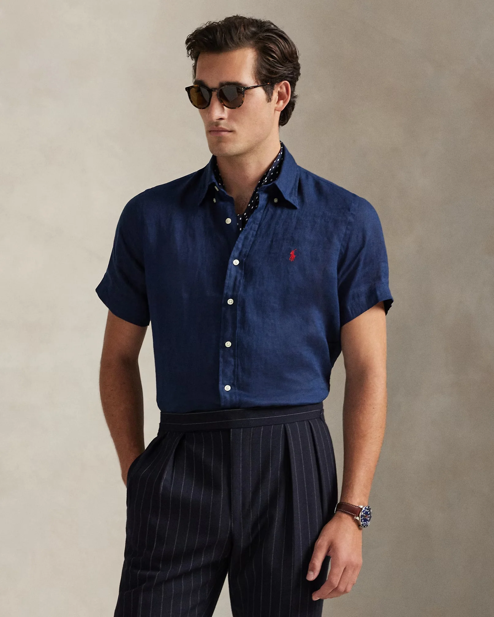 Polo Ralph Lauren - Classic Fit Linen Shirt Short Sleeve in Newport Navy - Image 2