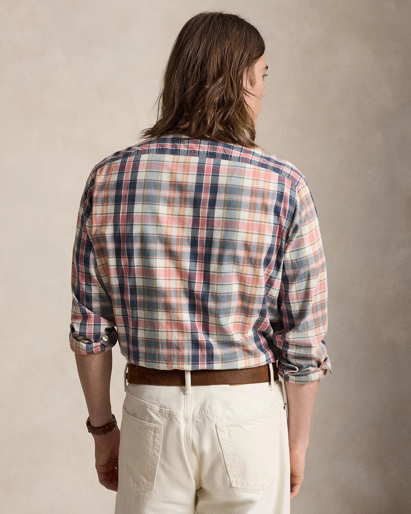 Polo Ralph Lauren - Classic Fit Madras Workshirt in Grey Navy Madras - Image 3