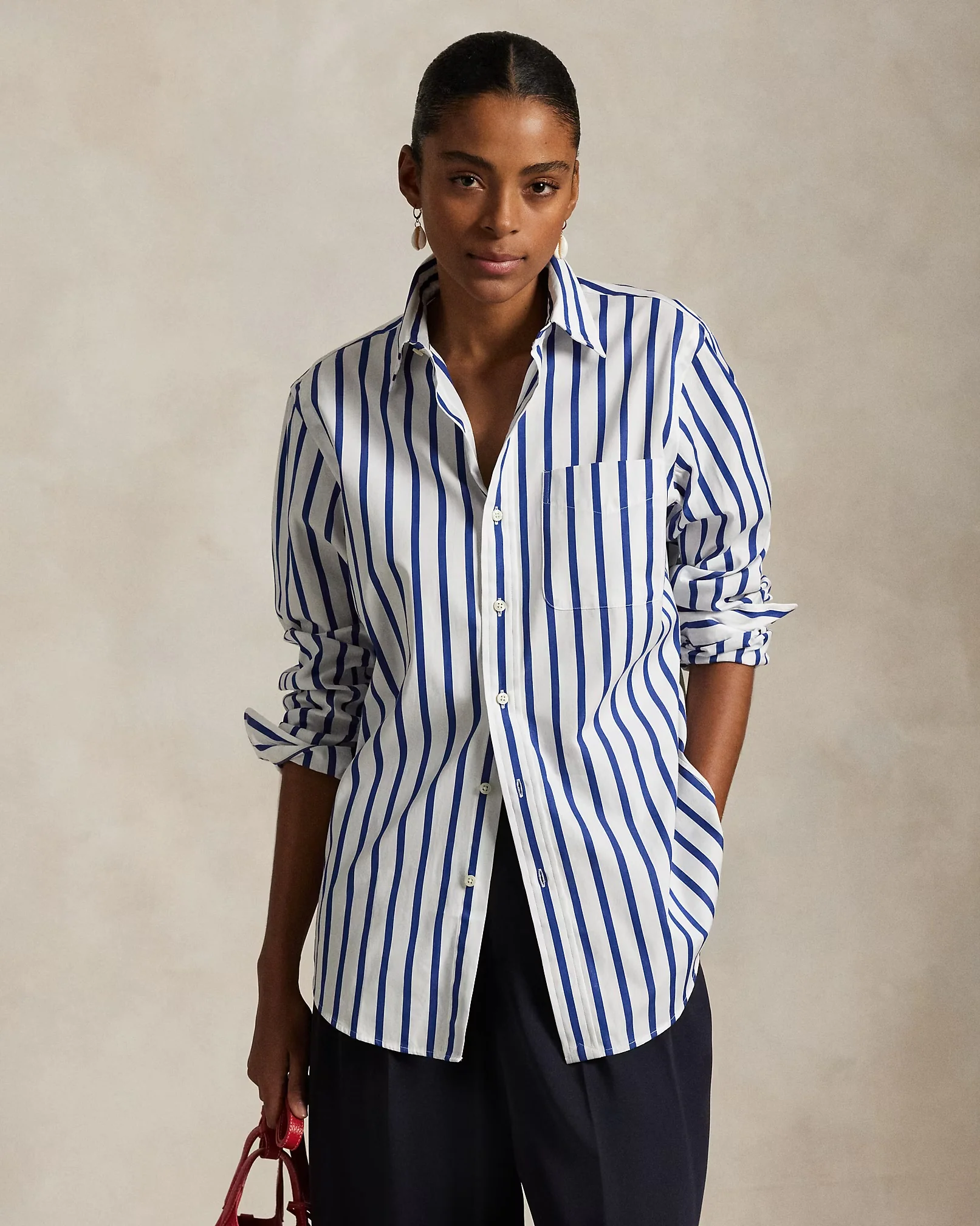 Polo Ralph Lauren - Classic Fit Striped Poplin Shirt in White and Blue - Image 3