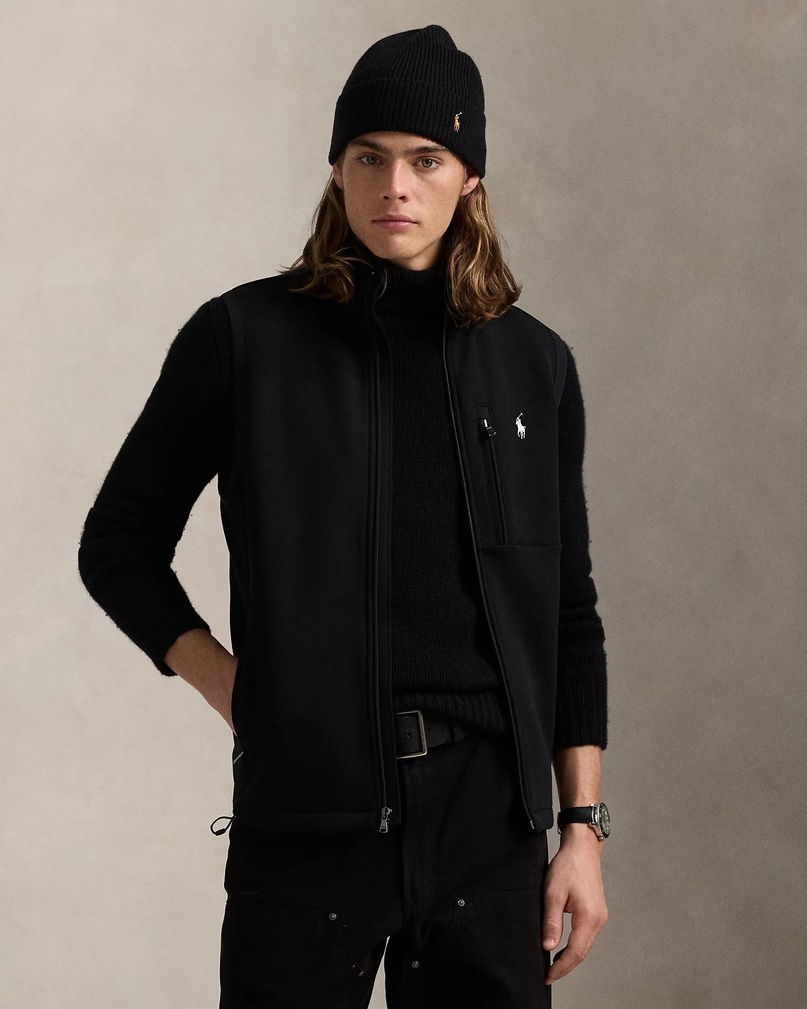 Polo Ralph Lauren - Double-Knit Mockneck Vest In Black - Image 2