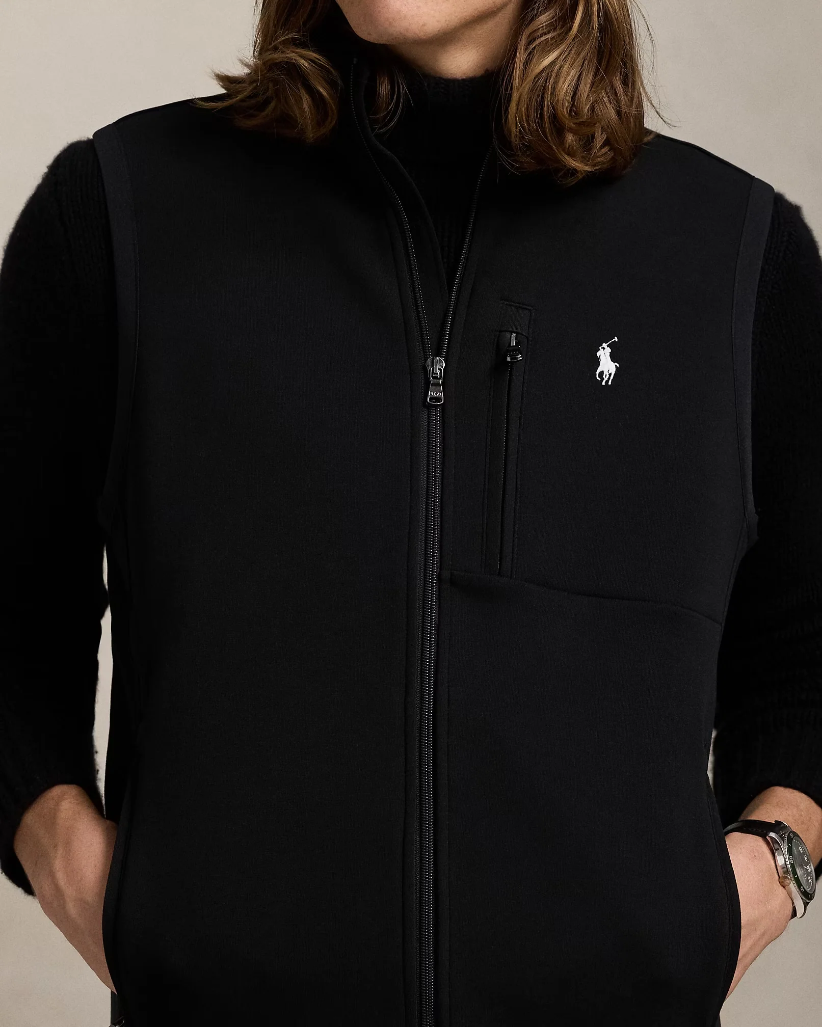 Polo Ralph Lauren - Double-Knit Mockneck Vest In Black - Image 5