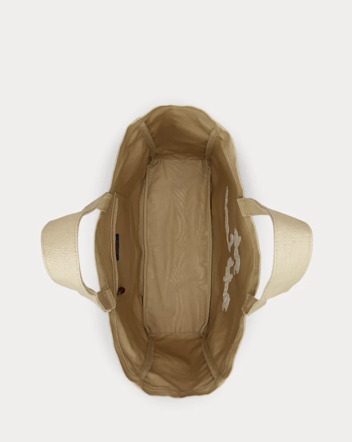 Polo Ralph Lauren - Embroidered Canvas Tote in Tan - Image 3