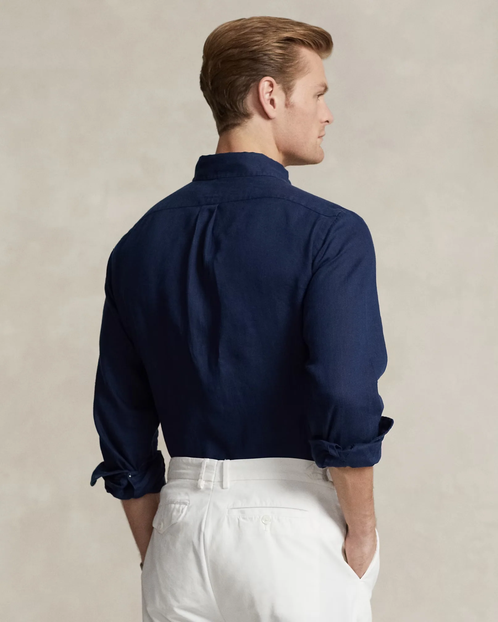 Polo Ralph Lauren - Lightweight Linen Sport Shirt in Navy Classic Fit - Image 3