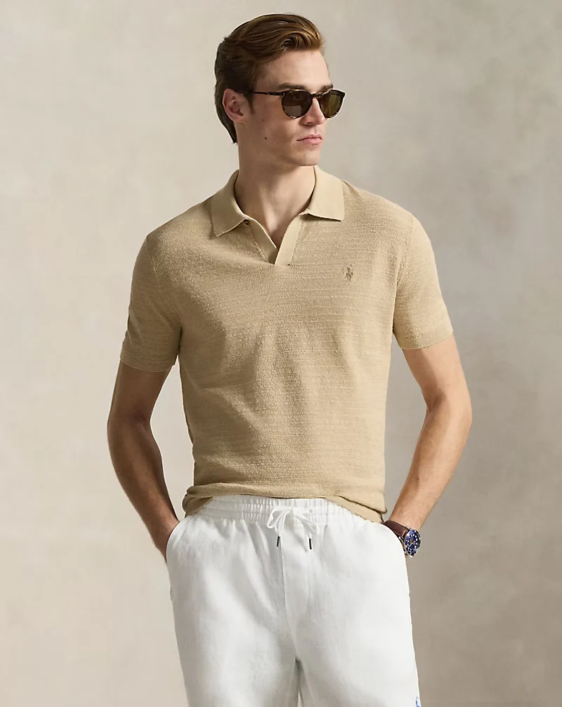Polo Ralph Lauren - Textured Cotton-Linen Sweater in Bright Dune Tan/Deckwash White - Image 2