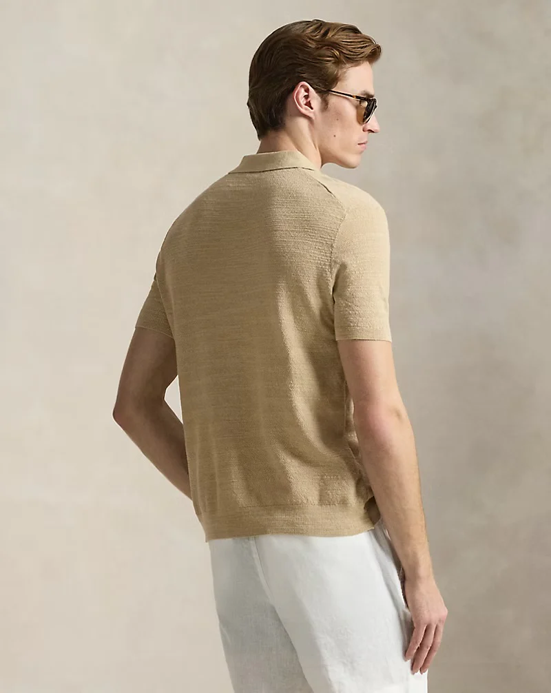 Polo Ralph Lauren - Textured Cotton-Linen Sweater in Bright Dune Tan/Deckwash White - Image 3