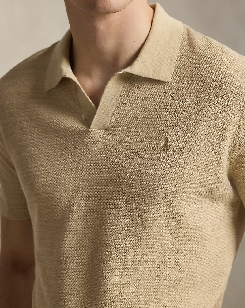 Polo Ralph Lauren - Textured Cotton-Linen Sweater in Bright Dune Tan/Deckwash White - Image 5
