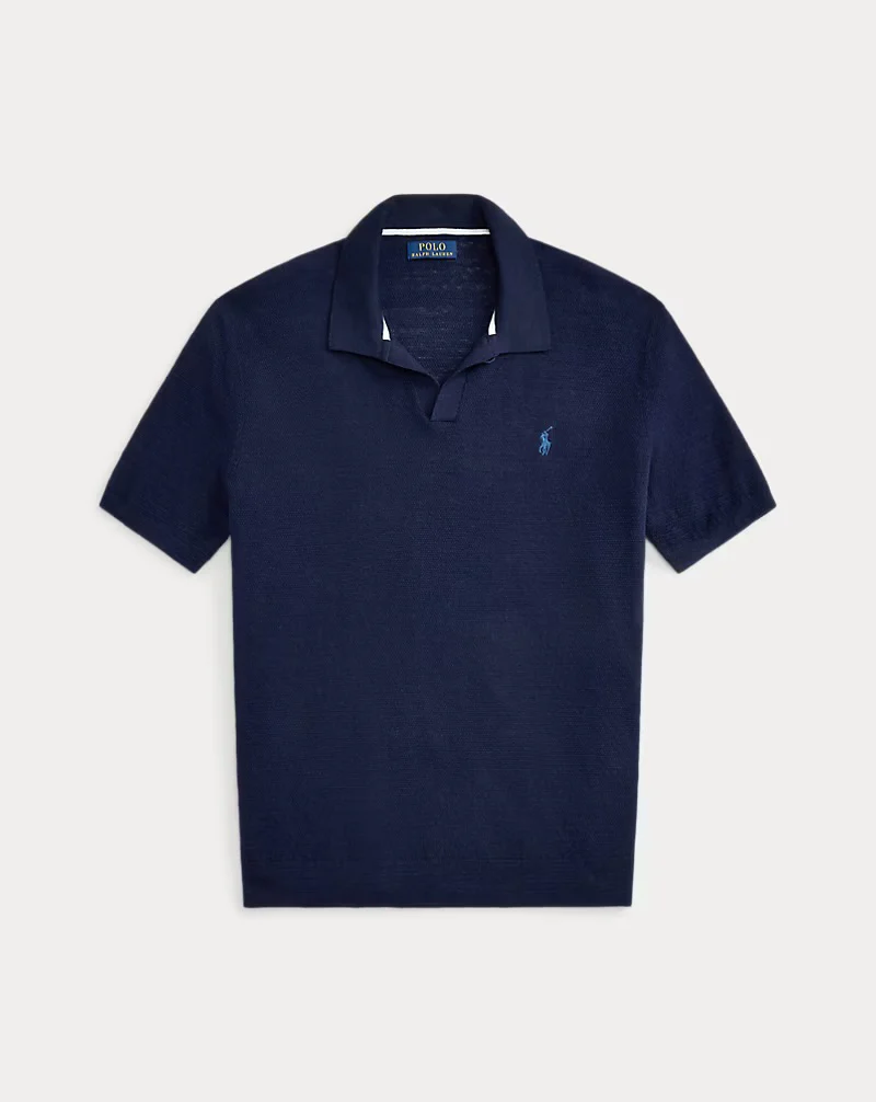 Polo Ralph Lauren - Textured Cotton-Linen Sweater in Bright Navy/Deckwash White
