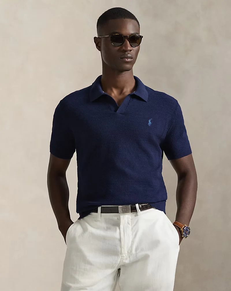 Polo Ralph Lauren - Textured Cotton-Linen Sweater in Bright Navy/Deckwash White - Image 2