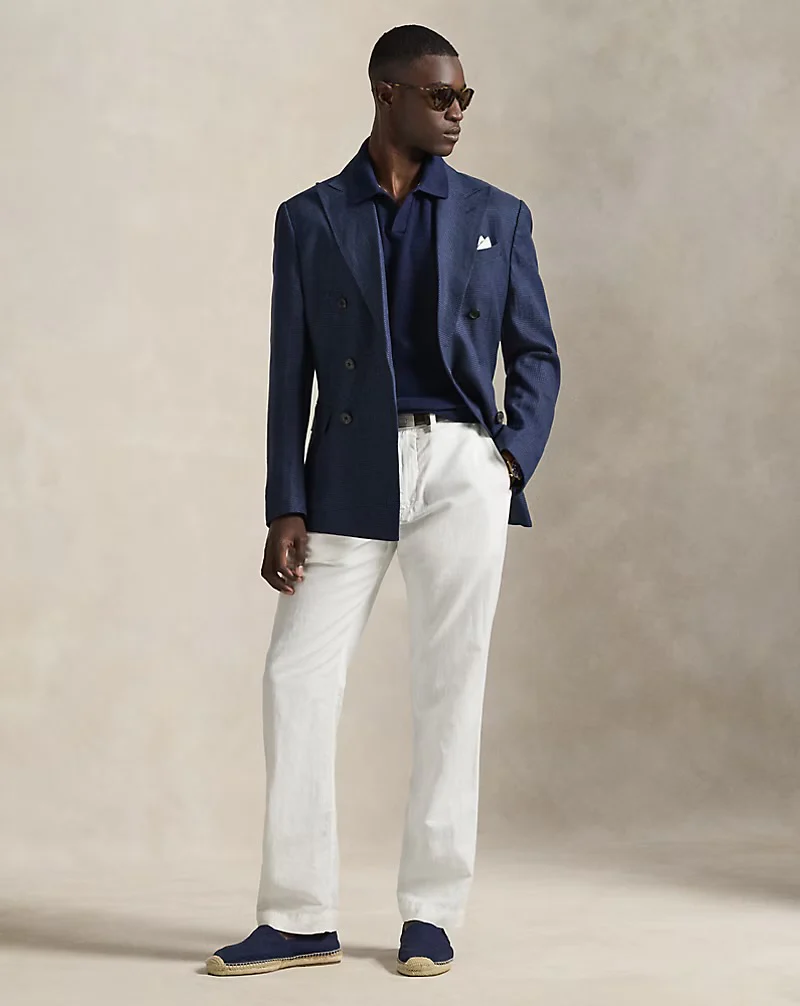 Polo Ralph Lauren - Textured Cotton-Linen Sweater in Bright Navy/Deckwash White - Image 3
